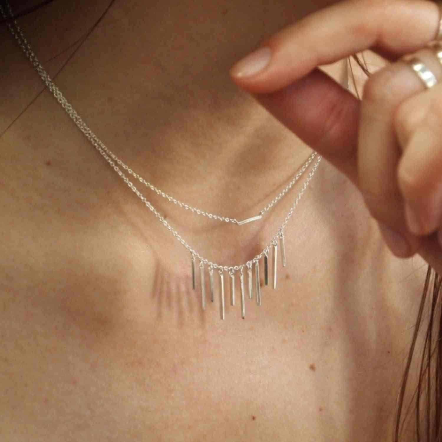 EVELYNE-M 38-42cm STRIPES&JOIST | Eleven Orbit - Necklace - Silver