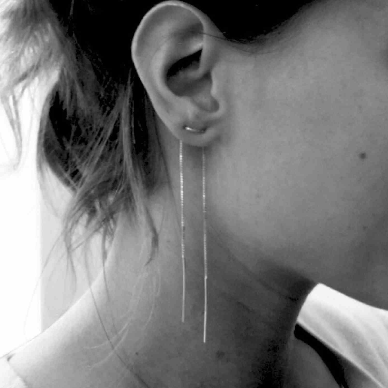 EVELYNE-M STRIPES&JOIST | Line Long - EarChain - Gold