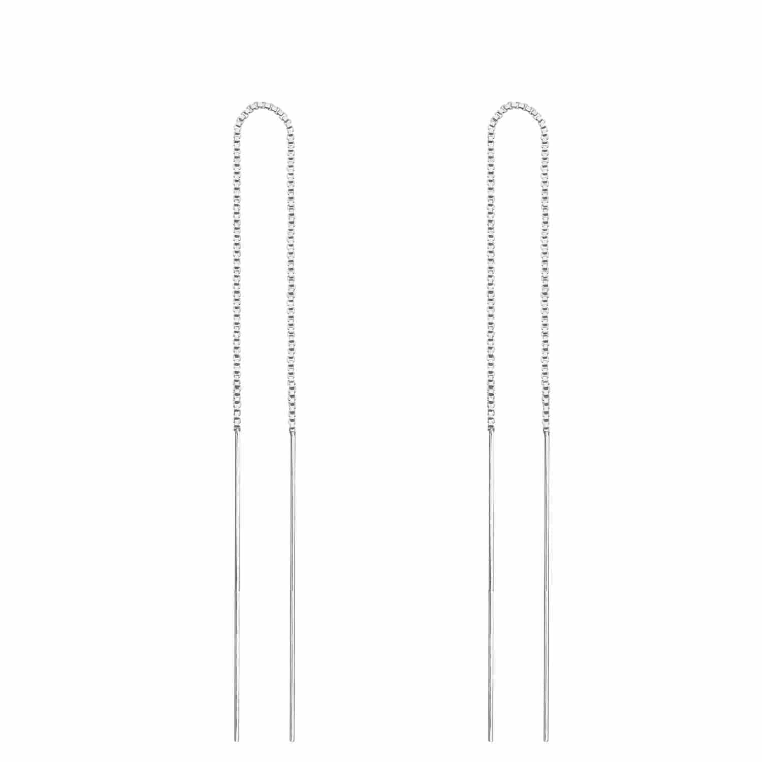 EVELYNE-M STRIPES&JOIST | Line Long Stick - EarChain - Silver