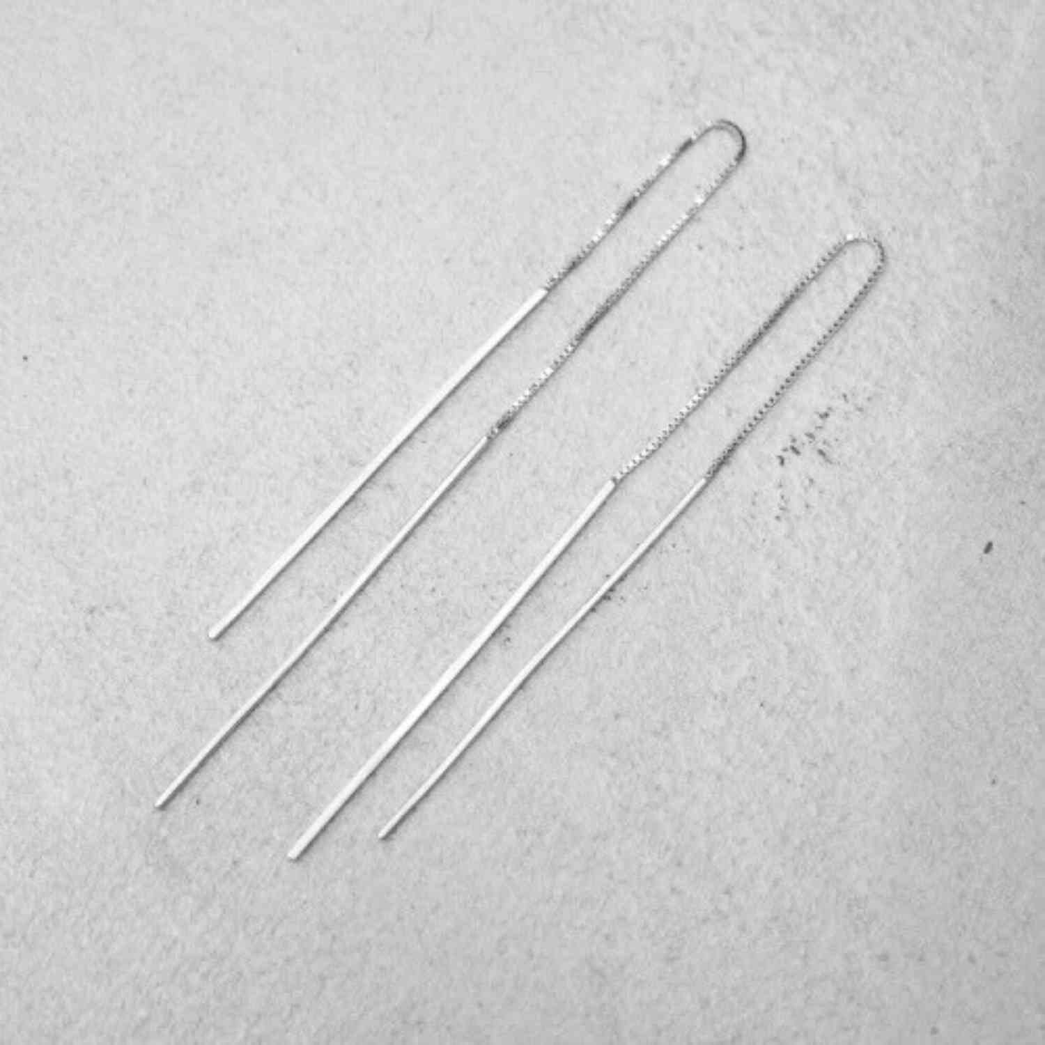 EVELYNE-M STRIPES&JOIST | Line Long Stick - EarChain - Silver