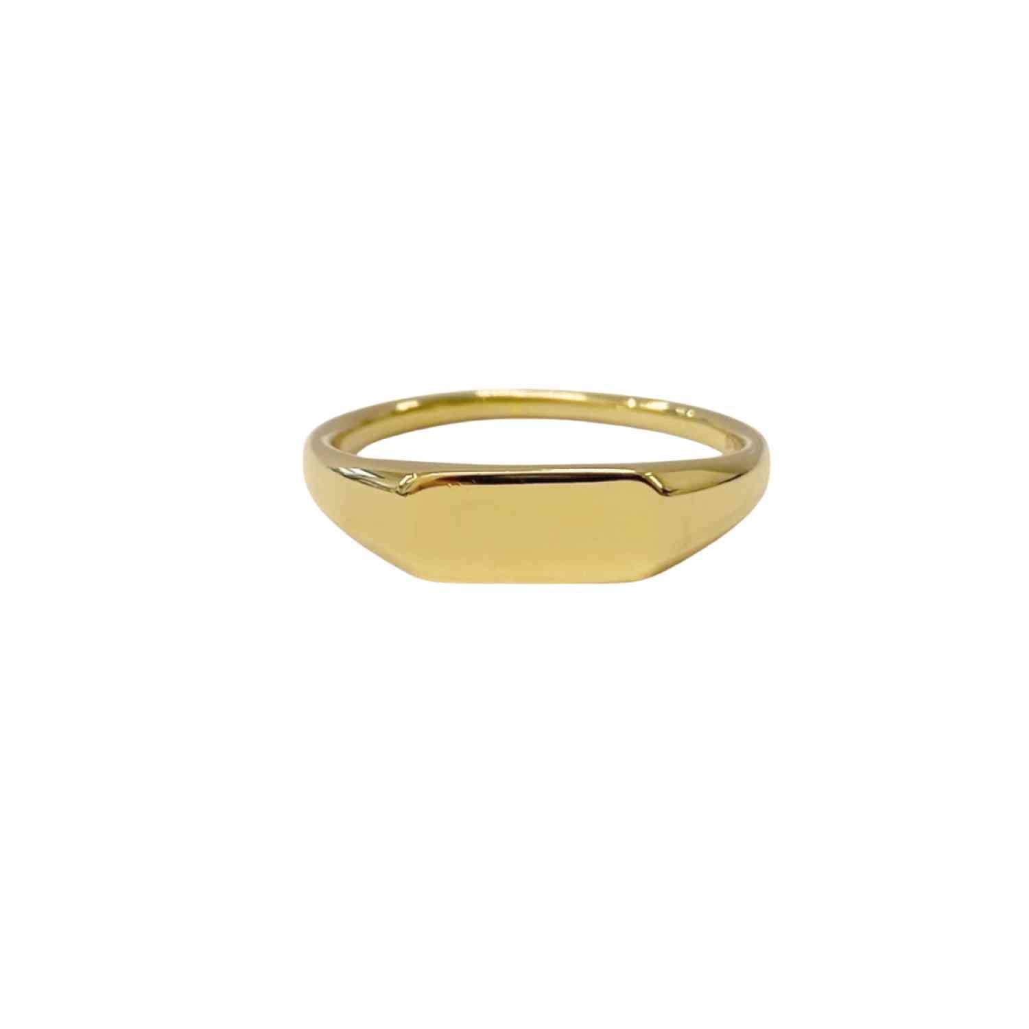 EVELYNE-M STRIPES&JOIST | Medium Signet - Ring - Gold