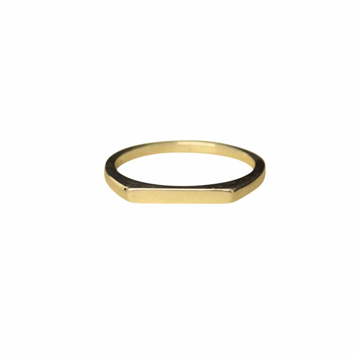 EVELYNE-M STRIPES&JOIST | Slim Signet - Ring - 18 Karat Gold