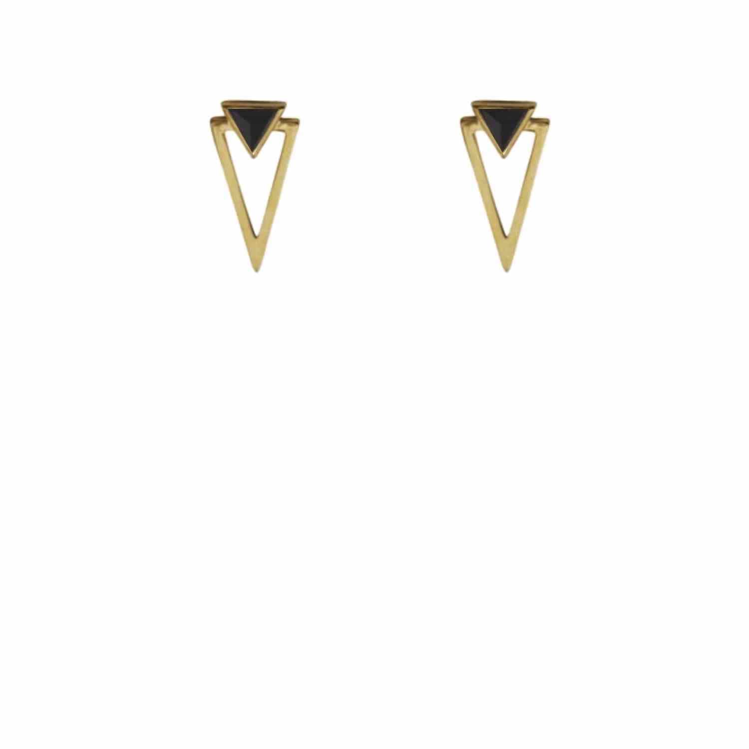 EVELYNE-M SUSPIRIUM | Black Onyx - Stud Earring - Gold