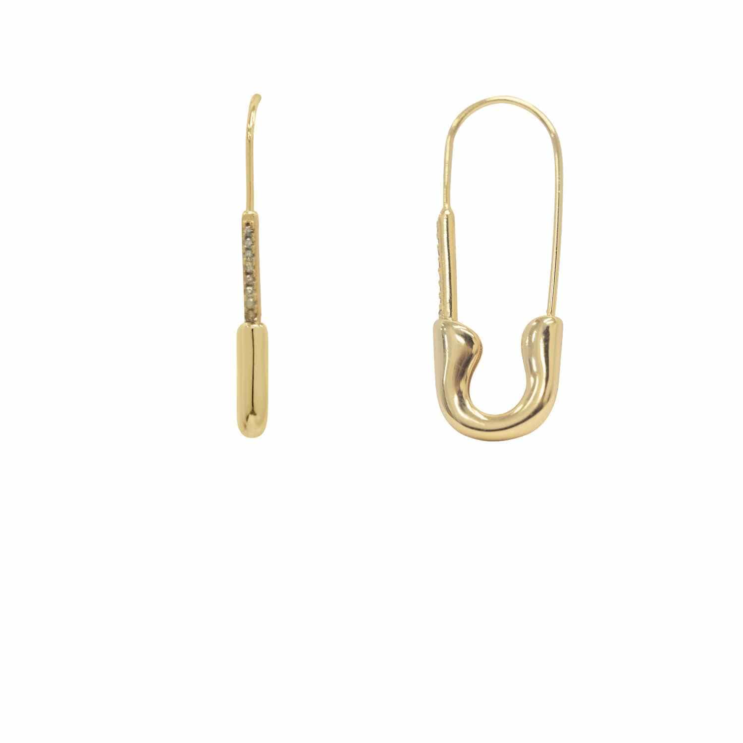 EVELYNE-M ANIMORUM | Green Sapphire Safety Pin - Creole Hoop Earring - Gold