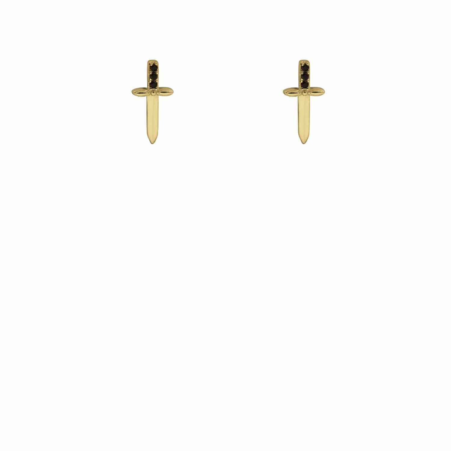 EVELYNE-M ANIMORUM | Shadow Dagger Black Onyx - Stud Earring - Gold