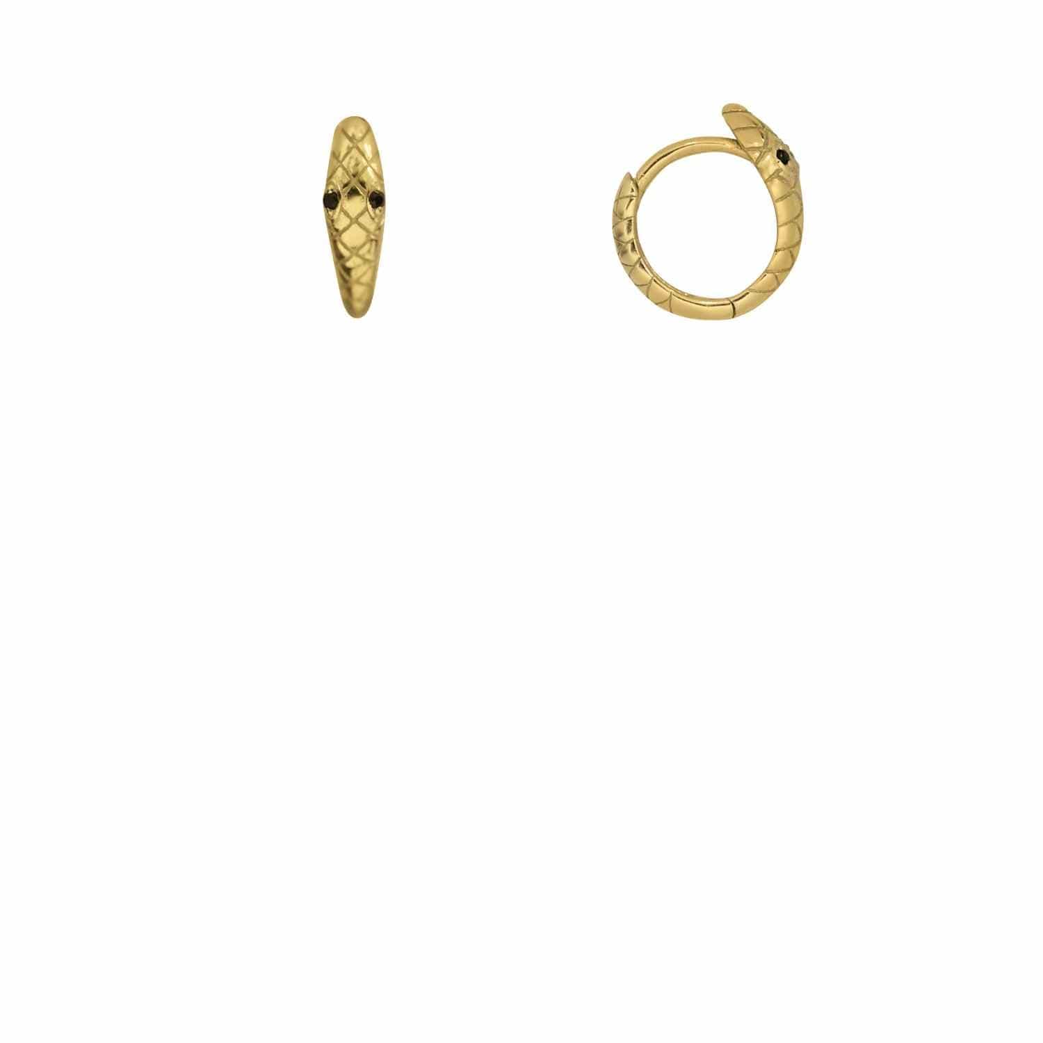 EVELYNE-M ANIMORUM | Snake Bite Black Onyx - Huggie Creole - Gold