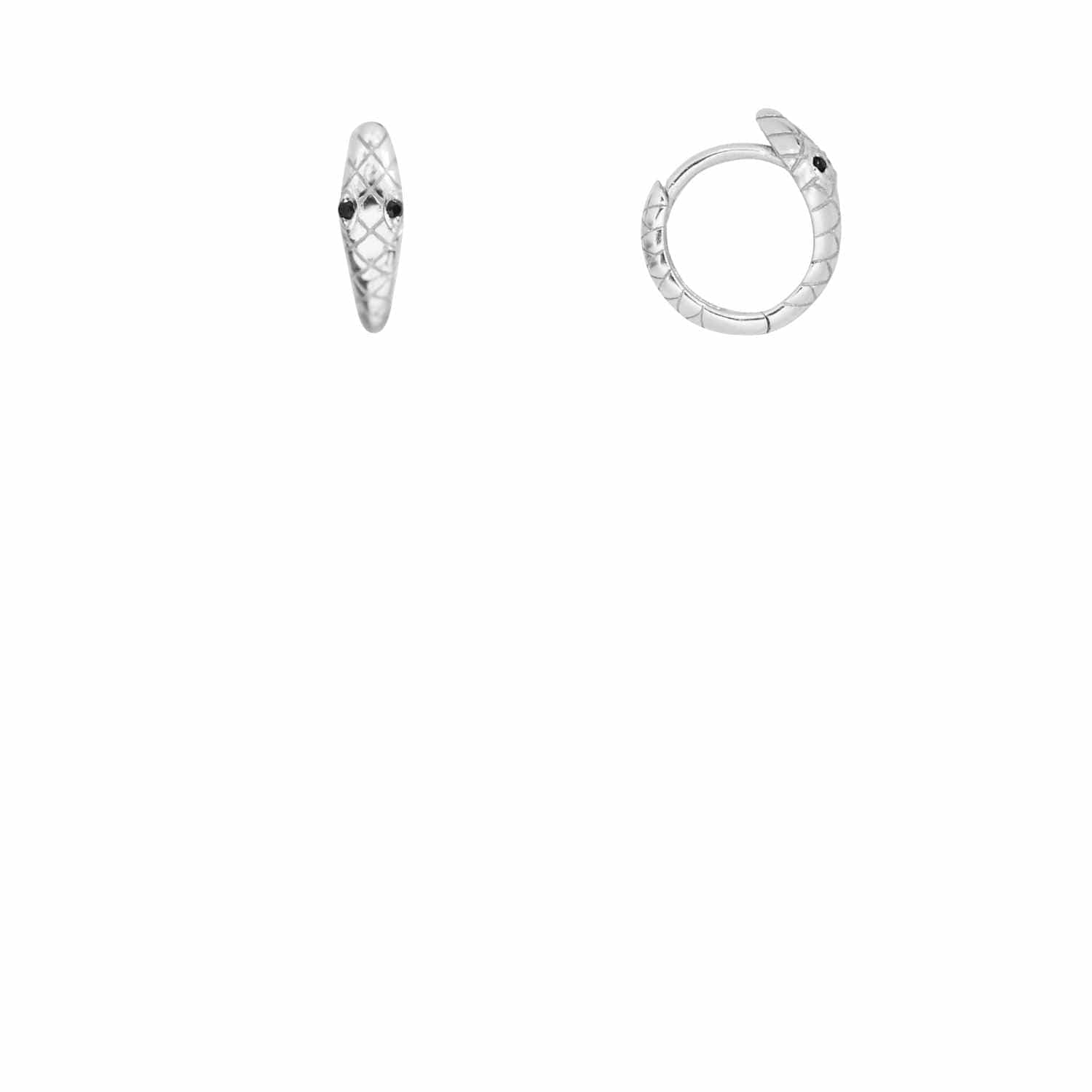 EVELYNE-M ANIMORUM | Snake Bite Black Onyx - Huggie Creole - Silver