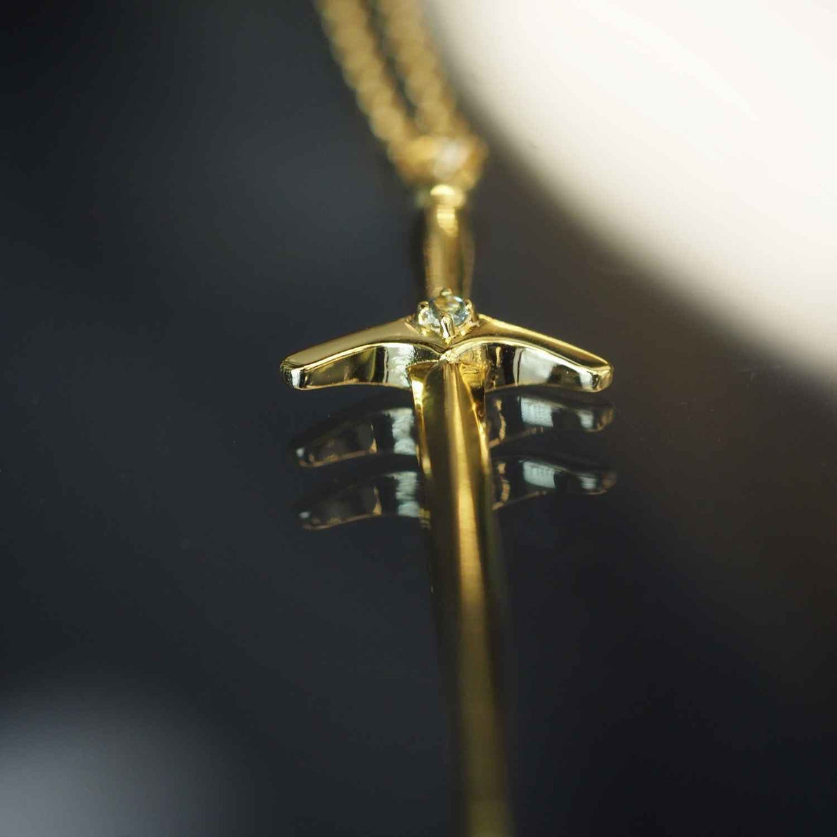 EVELYNE-M 60-65cm verstellbar ANIMORUM | Veil Sword Green Sapphire - Necklace - Gold