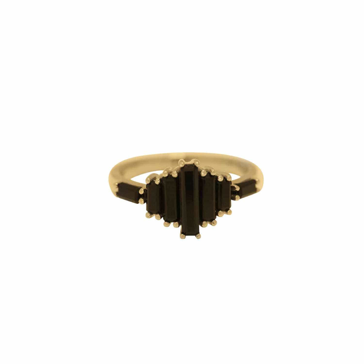 EVELYNE-M BAGUETTE | Black Onyx Bridge - Ring - 18 Karat Gold