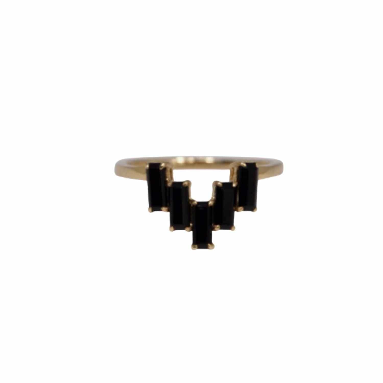 EVELYNE-M BAGUETTE | Black Onyx Five - Ring - 18 Karat Gold