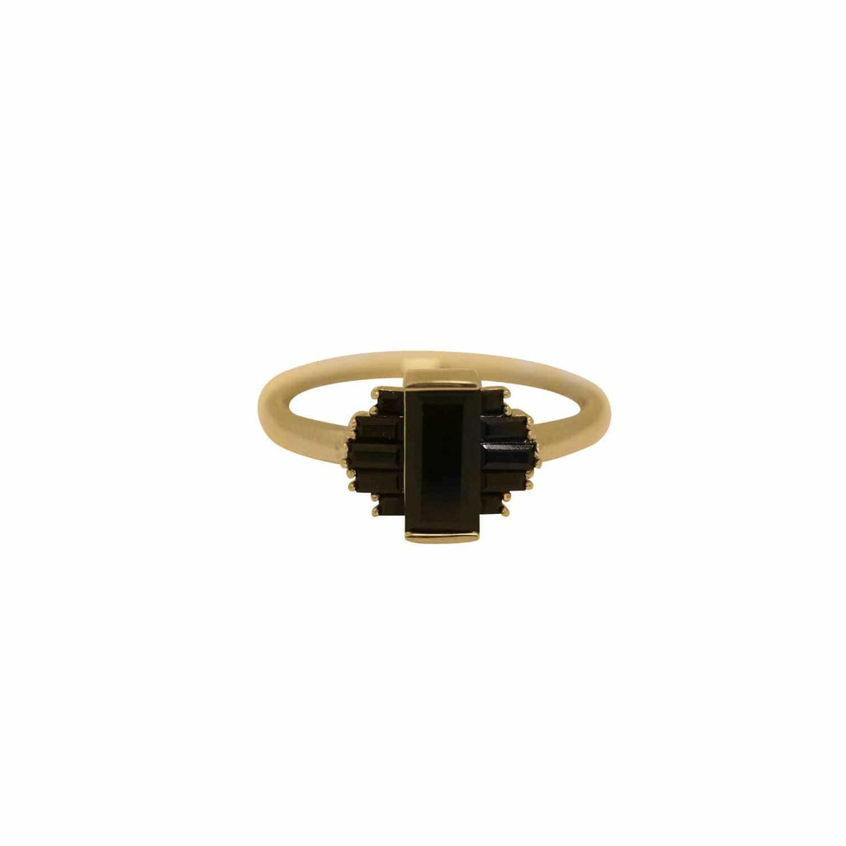 EVELYNE-M BAGUETTE | Black Onyx Rays - Ring - 18 Karat Gold