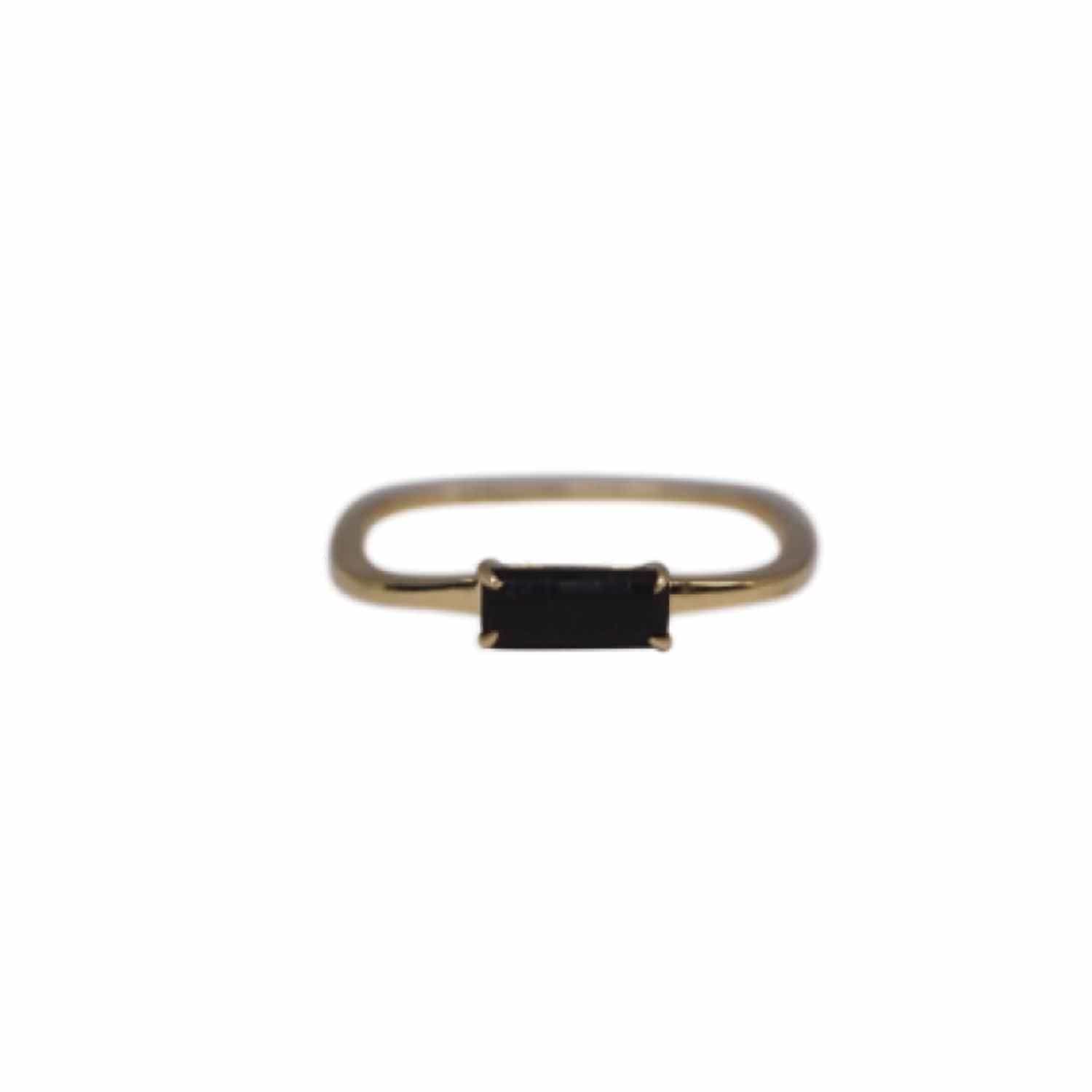 EVELYNE-M BAGUETTE | Black Onyx Square - Ring - 18 Karat Gold