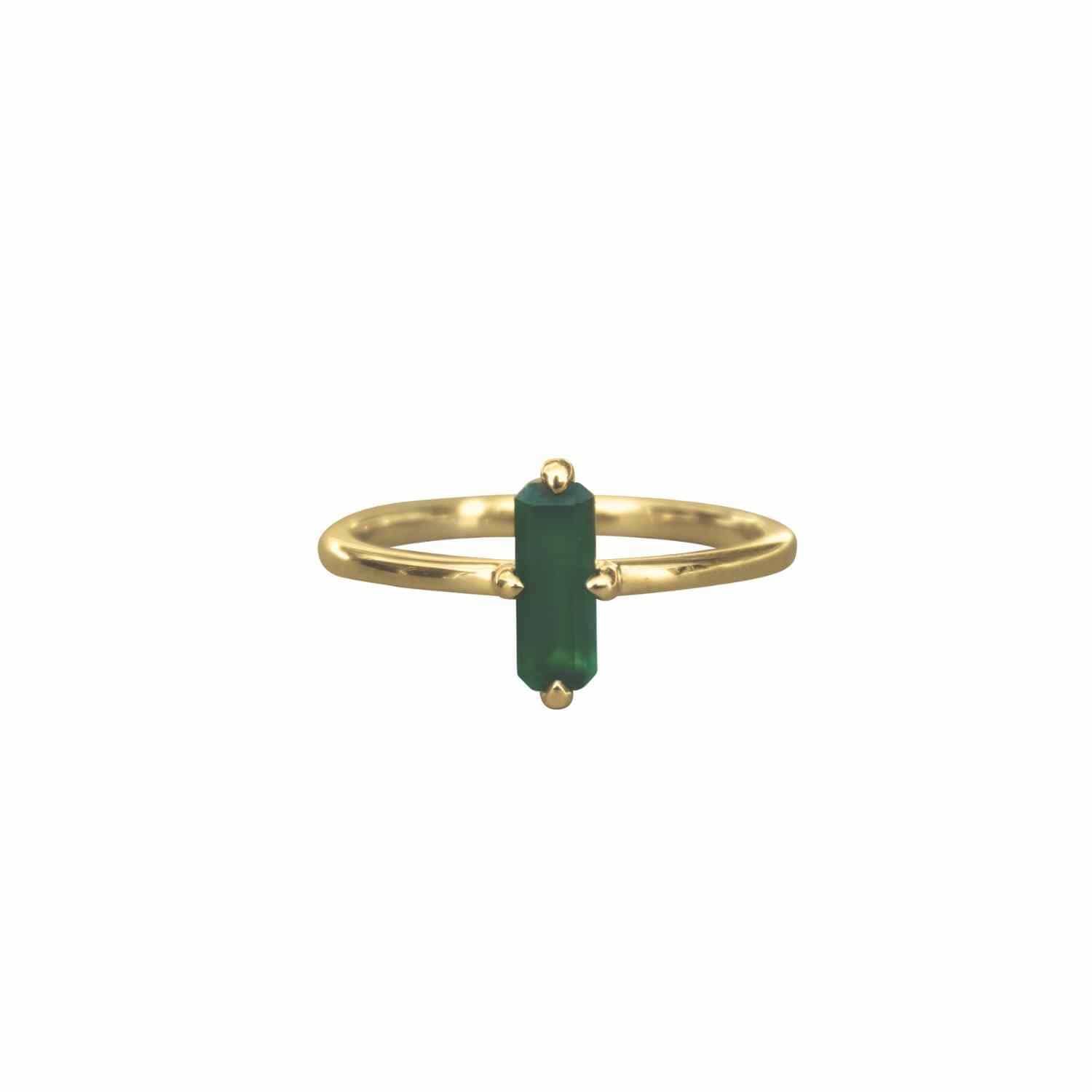 EVELYNE-M BAGUETTE | Green Onyx Cross - Ring - 18 Karat Gold