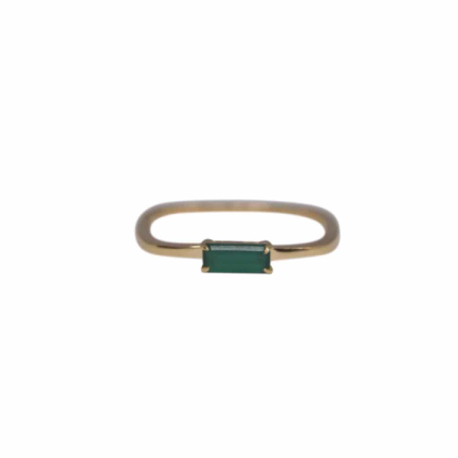 EVELYNE-M BAGUETTE | Green Onyx Square - Ring - 18 Karat Gold