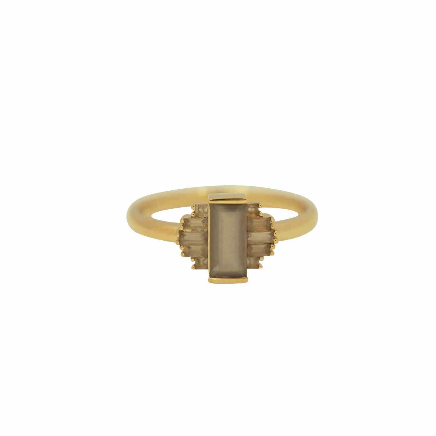 EVELYNE-M BAGUETTE | Grey Moonstone Rays - Ring - 18 Karat Gold