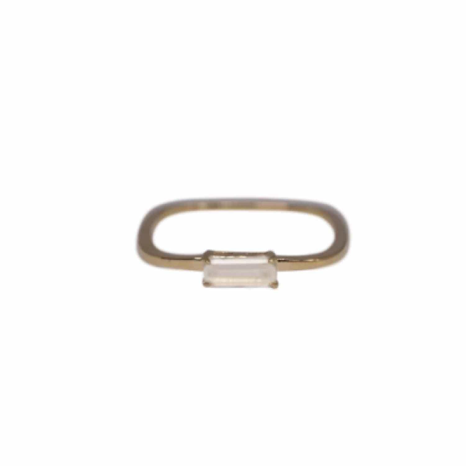 EVELYNE-M BAGUETTE | Paper Moonstone Square - Ring - 18 Karat Gold