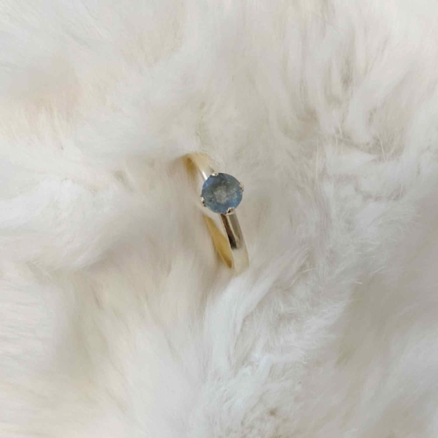 EVELYNE-M CITYFOX | Aquamarine Moos Solitaire - Ring - 18 Karat Gold