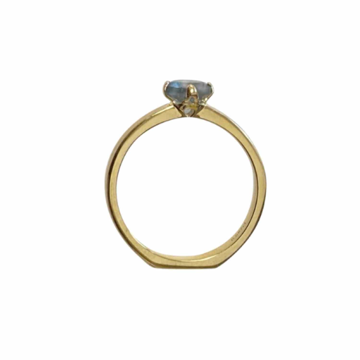 EVELYNE-M CITYFOX | Aquamarine Moos Solitaire - Ring - 18 Karat Gold