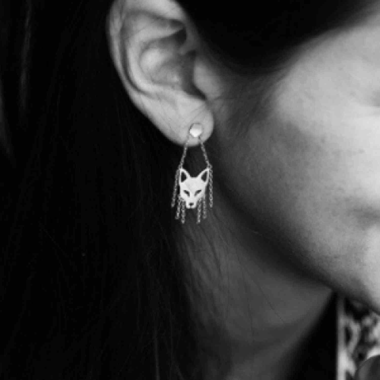 EVELYNE-M CITYFOX | Head Trapeze - Stud Earring - Silver