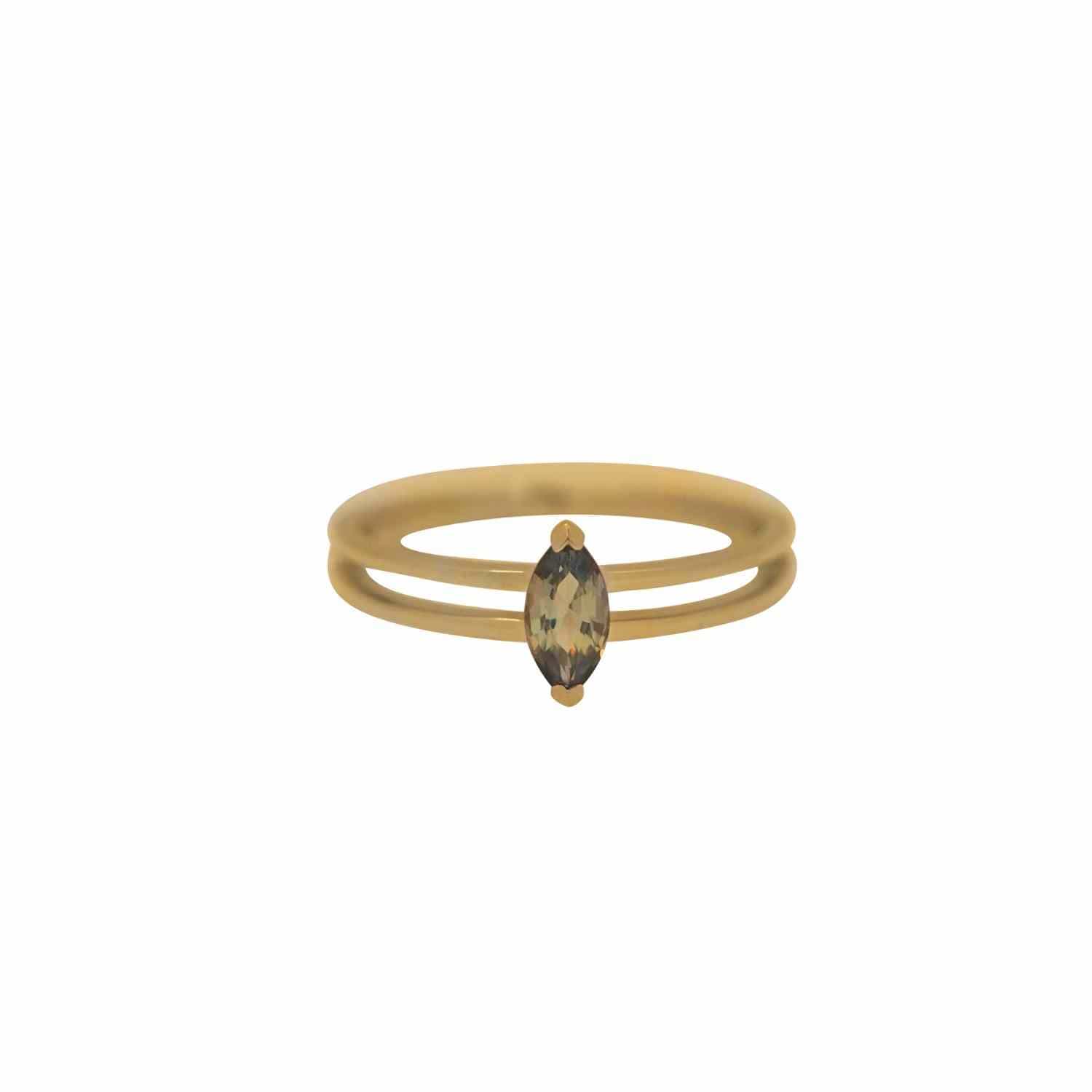 EVELYNE-M 54 CLEOMETRA | Marquise Green Grey Sapphire Tanzania - Ring - 18 Karat Gold (ONE OF A KIND)