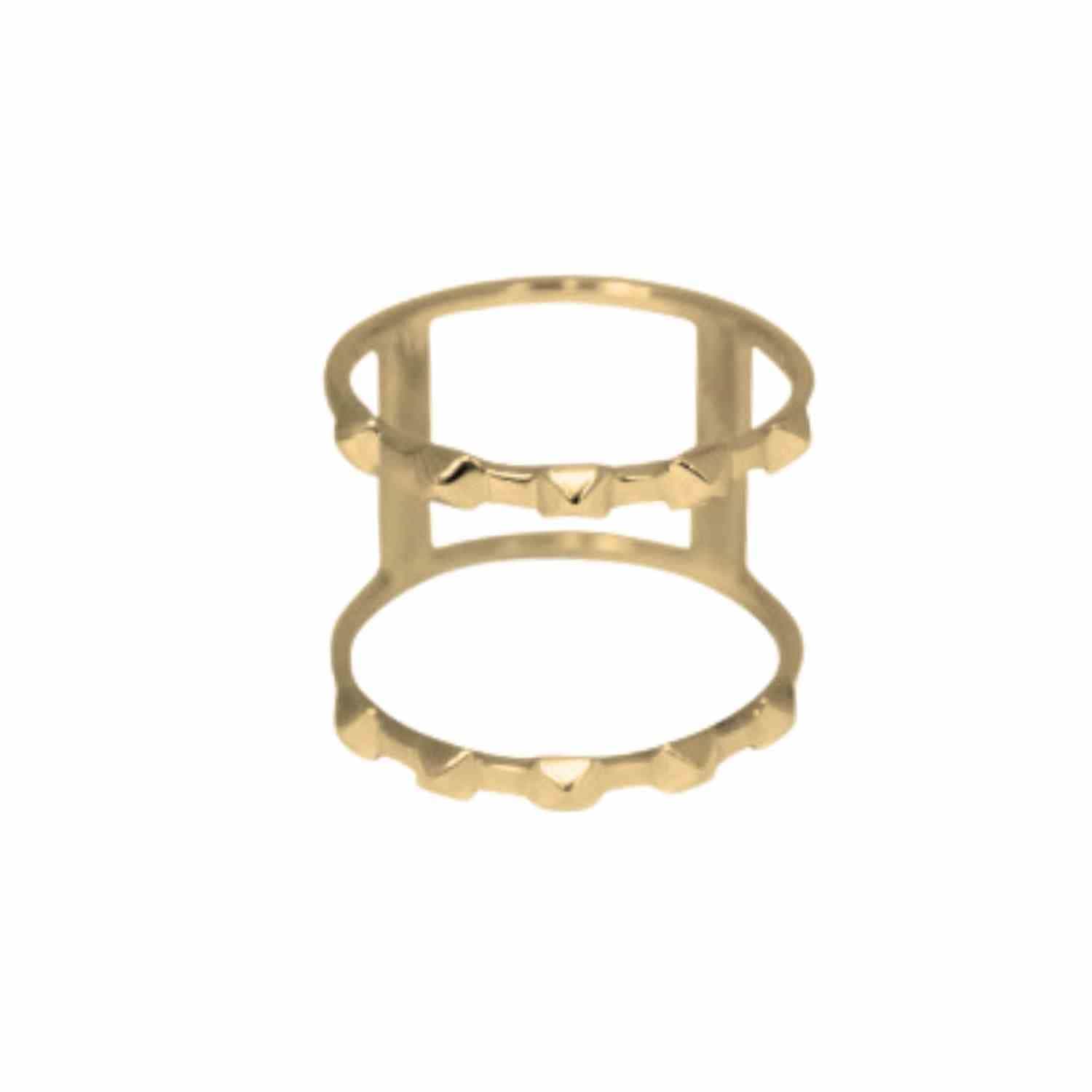 EVELYNE-M CLEOMETRA | Pyramid Rivets Row Cage - Ring - Gold