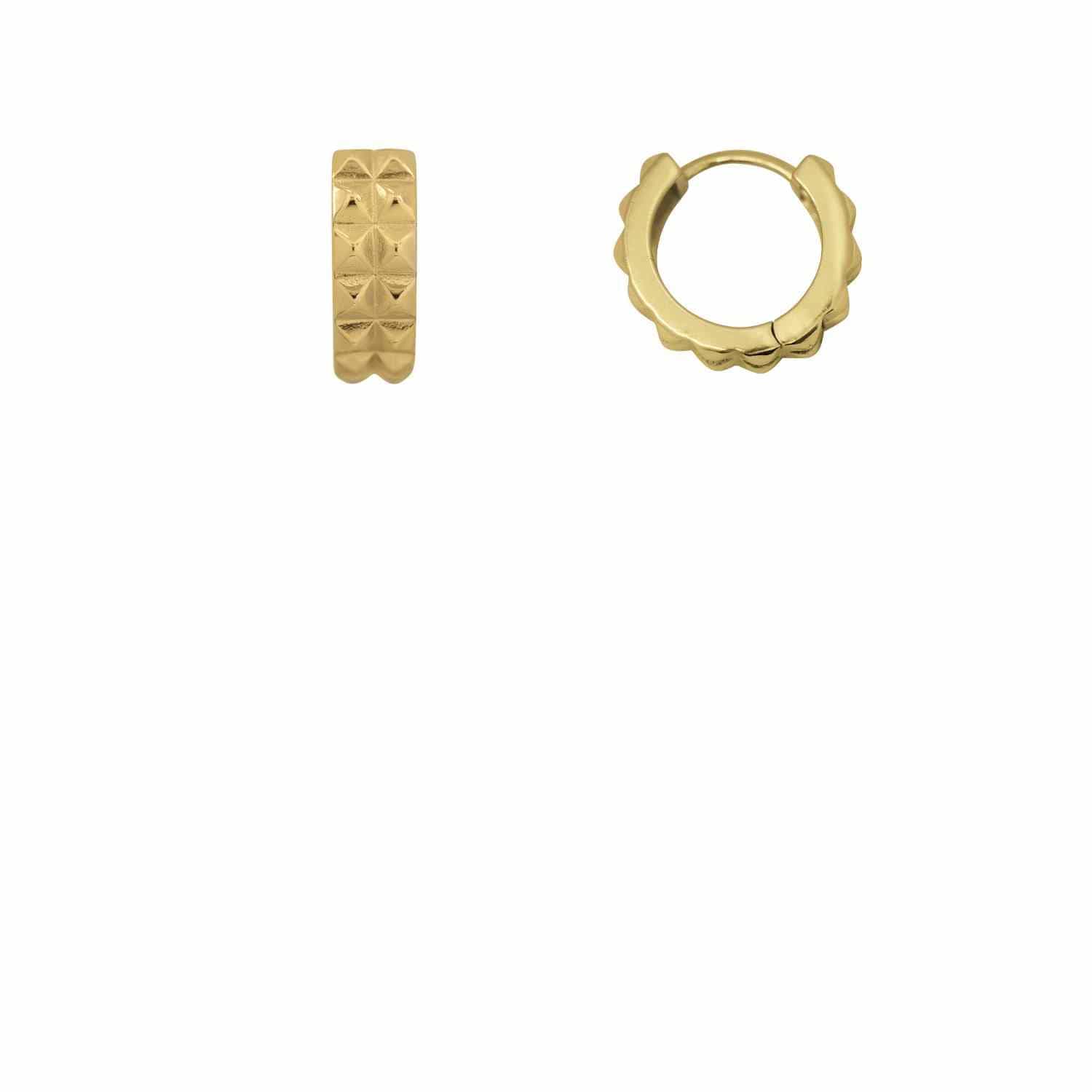 EVELYNE-M CLEOMETRA | Pyramid Rivets Rows - Huggie Creole - Gold