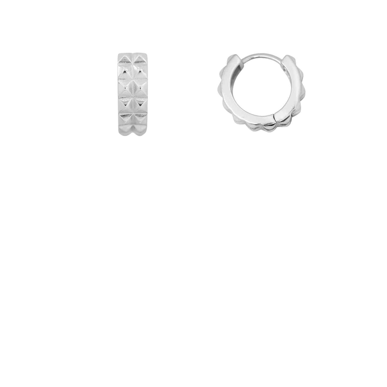 EVELYNE-M CLEOMETRA | Pyramid Rivets Rows - Huggie Creole - Silver