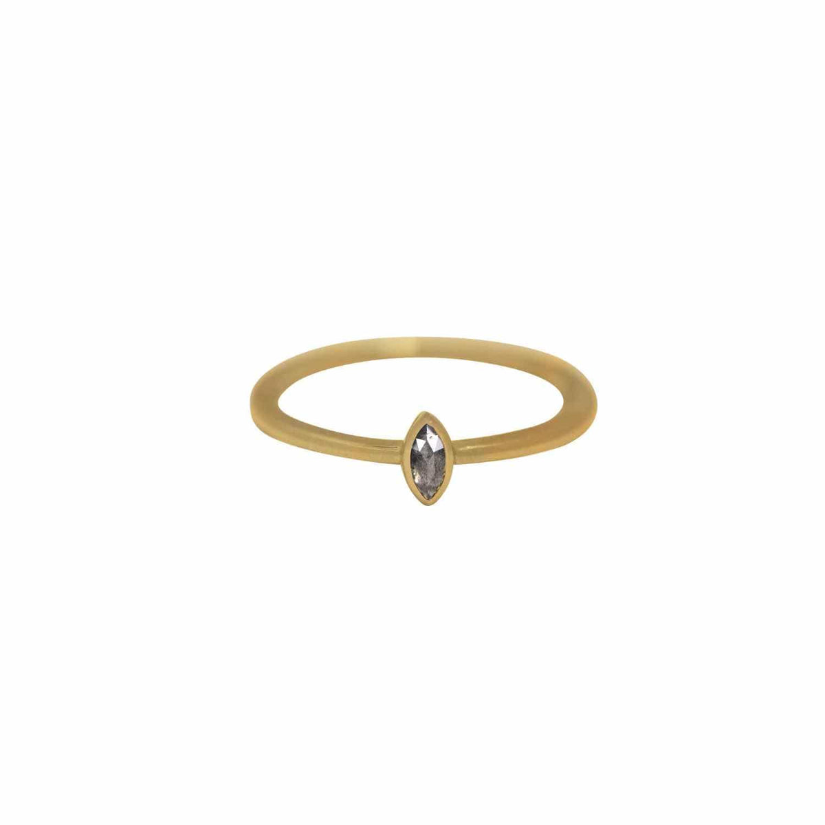 EVELYNE-M CLEOMETRA | Simple Mini Marquise SaltPepper Diamond - Ring - 18 Karat Gold