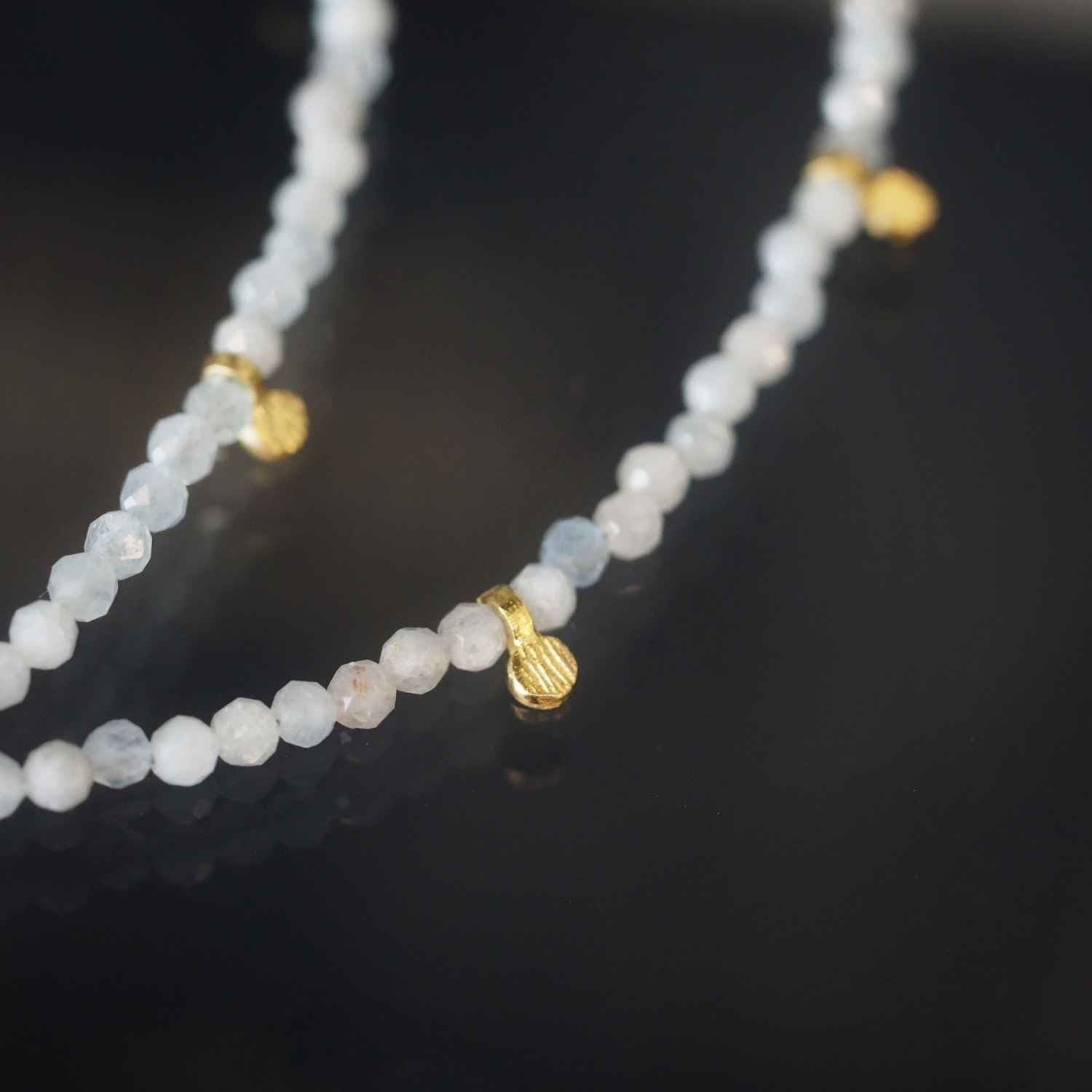 EVELYNE-M ca. 41 - 48cm verstellbar COSMIC SPOT | Aquamarine Orbit Satellite - Collar - Gold (LIMITED EDITION)