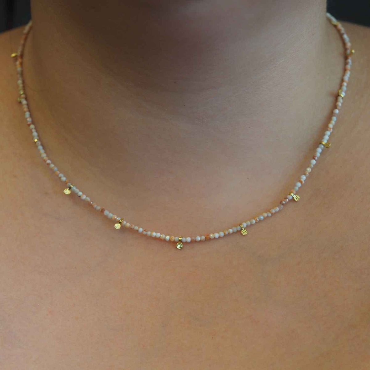 EVELYNE-M ca. 41 - 48cm verstellbar COSMIC SPOT | Pink Opal Orbit Satellite - Collar - Gold (LIMITED EDITION)