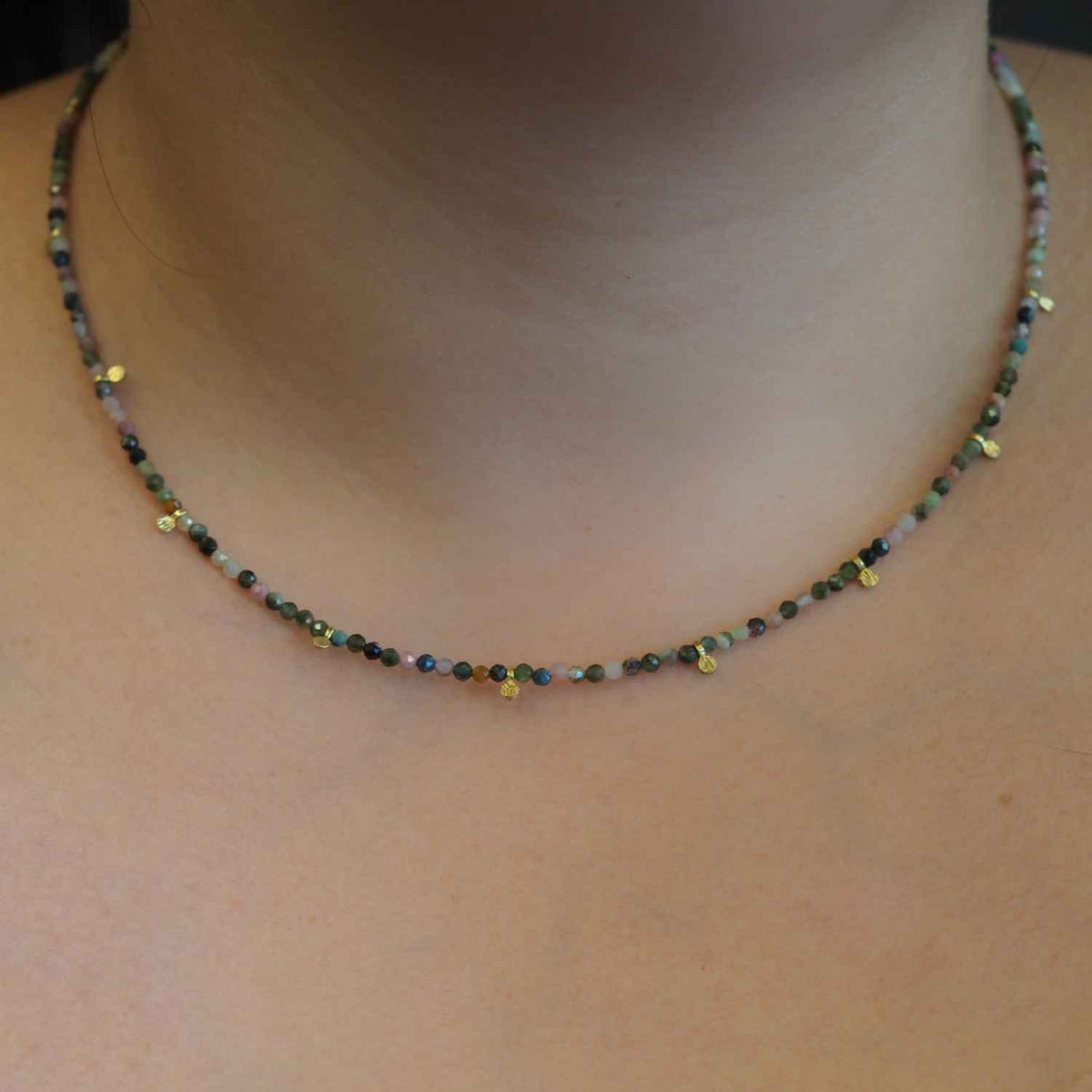 EVELYNE-M ca. 41 - 48cm verstellbar COSMIC SPOT | Sapphire Multi Orbit Satellite - Collar - Gold (LIMITED EDITION)