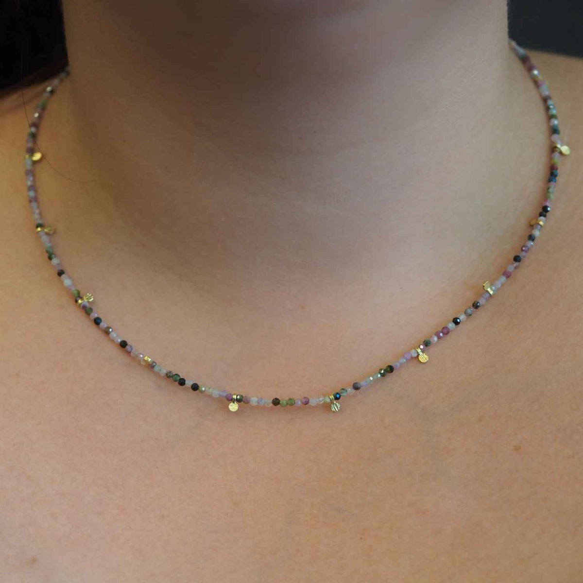 EVELYNE-M ca. 41 - 48cm verstellbar COSMIC SPOT | Tourmaline Orbit Satellite - Collar - Gold (LIMITED EDITION)