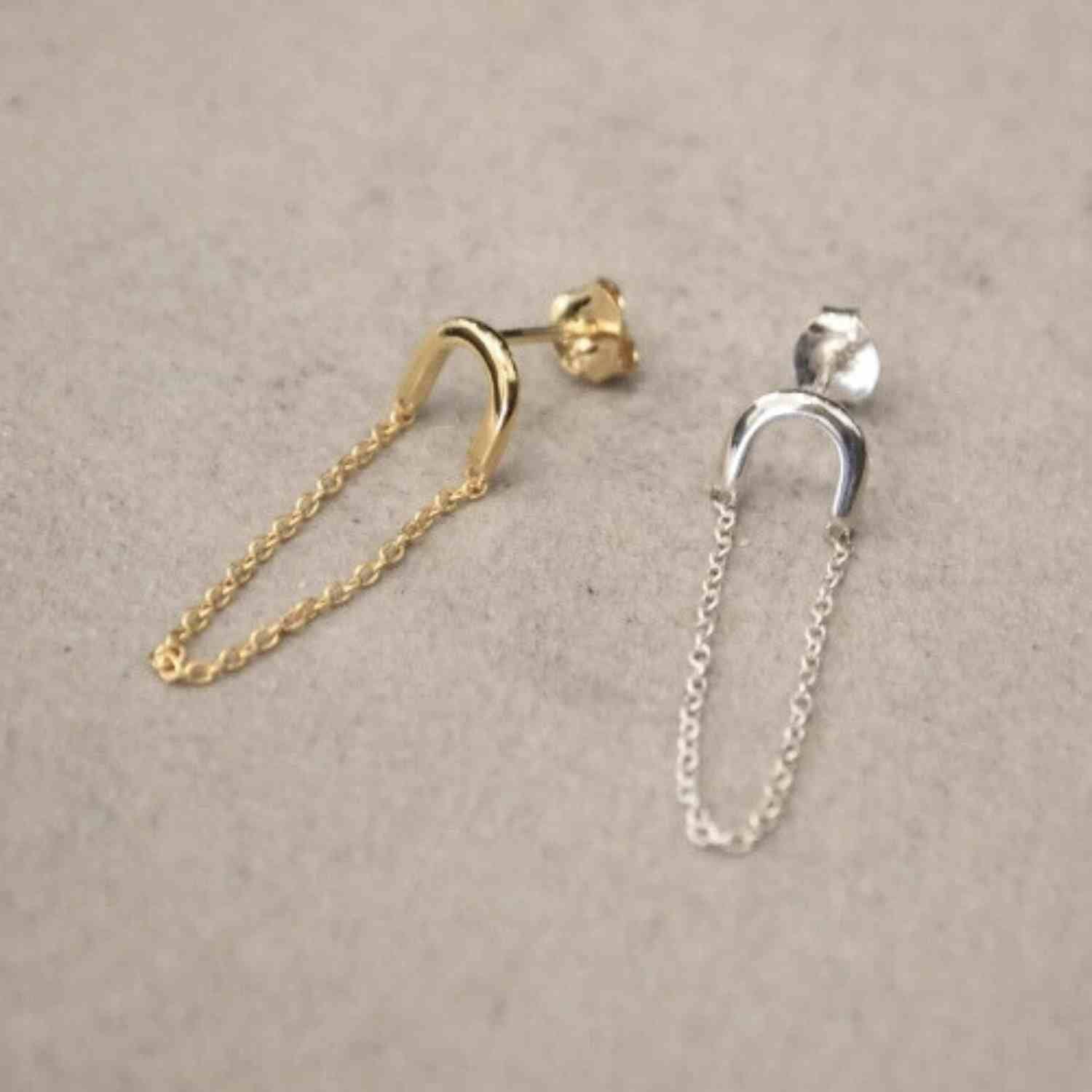 EVELYNE-M ELONGATED | Chaining - Stud Earring - Gold