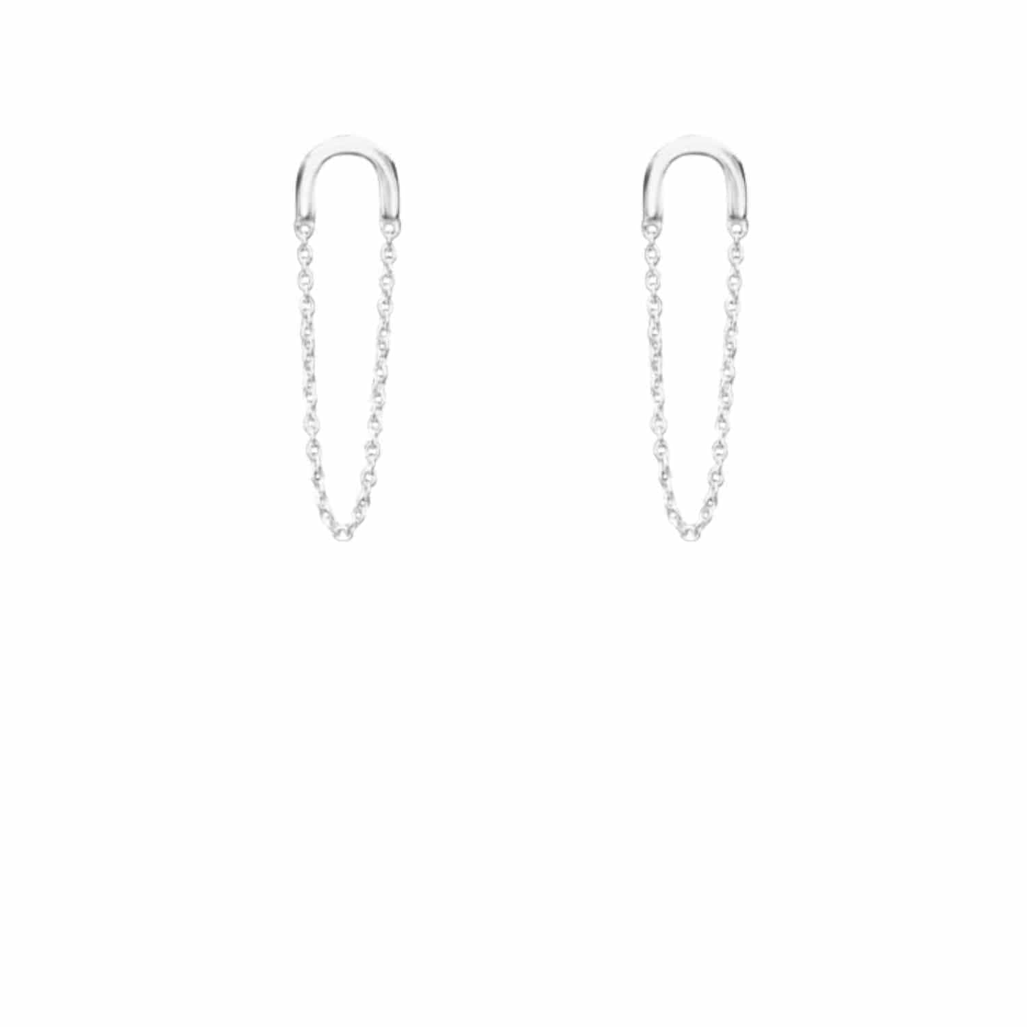 EVELYNE-M ELONGATED | Chaining - Stud Earring - Silver