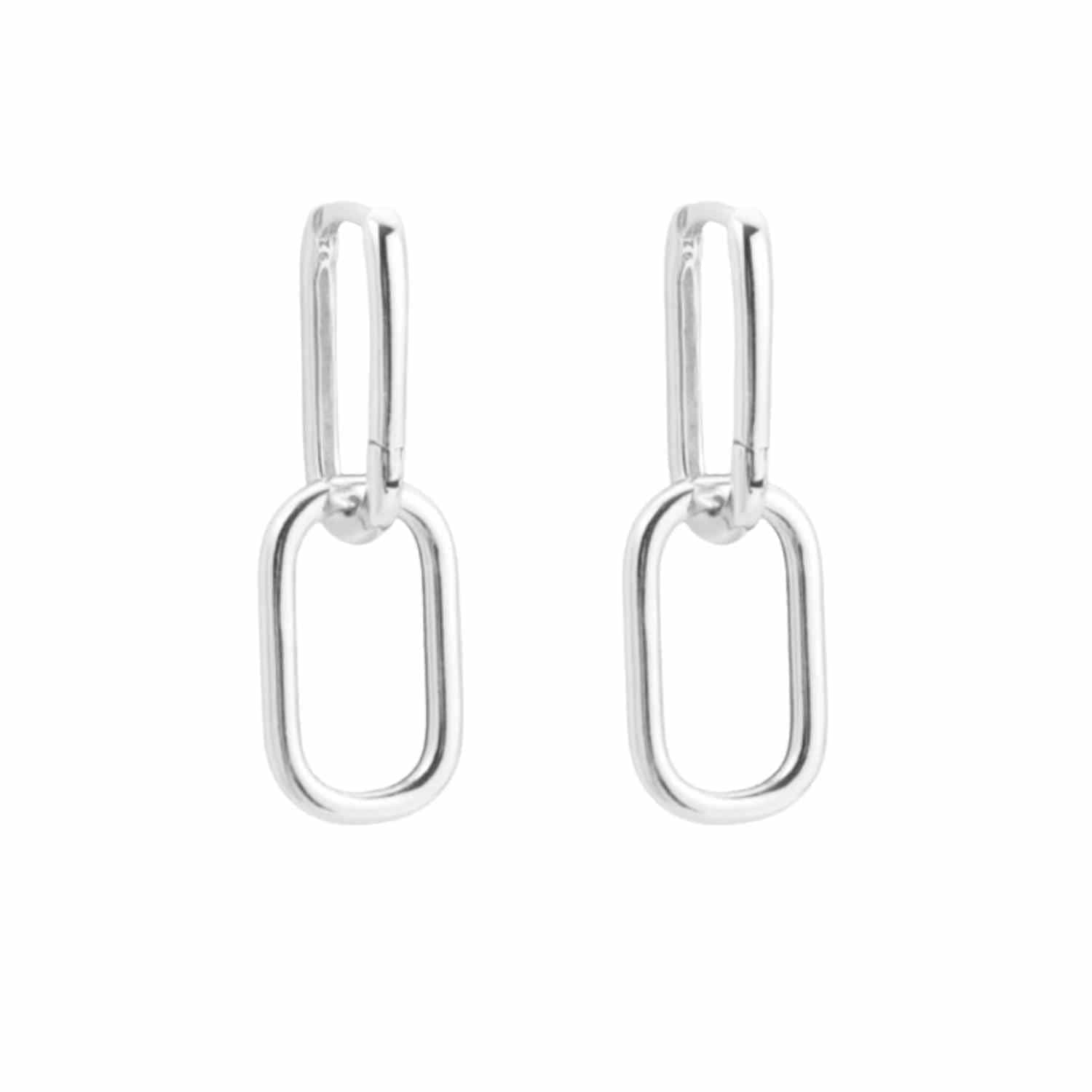 EVELYNE-M ELONGATED | Paperclip Bold - Creole Hoop - Silver