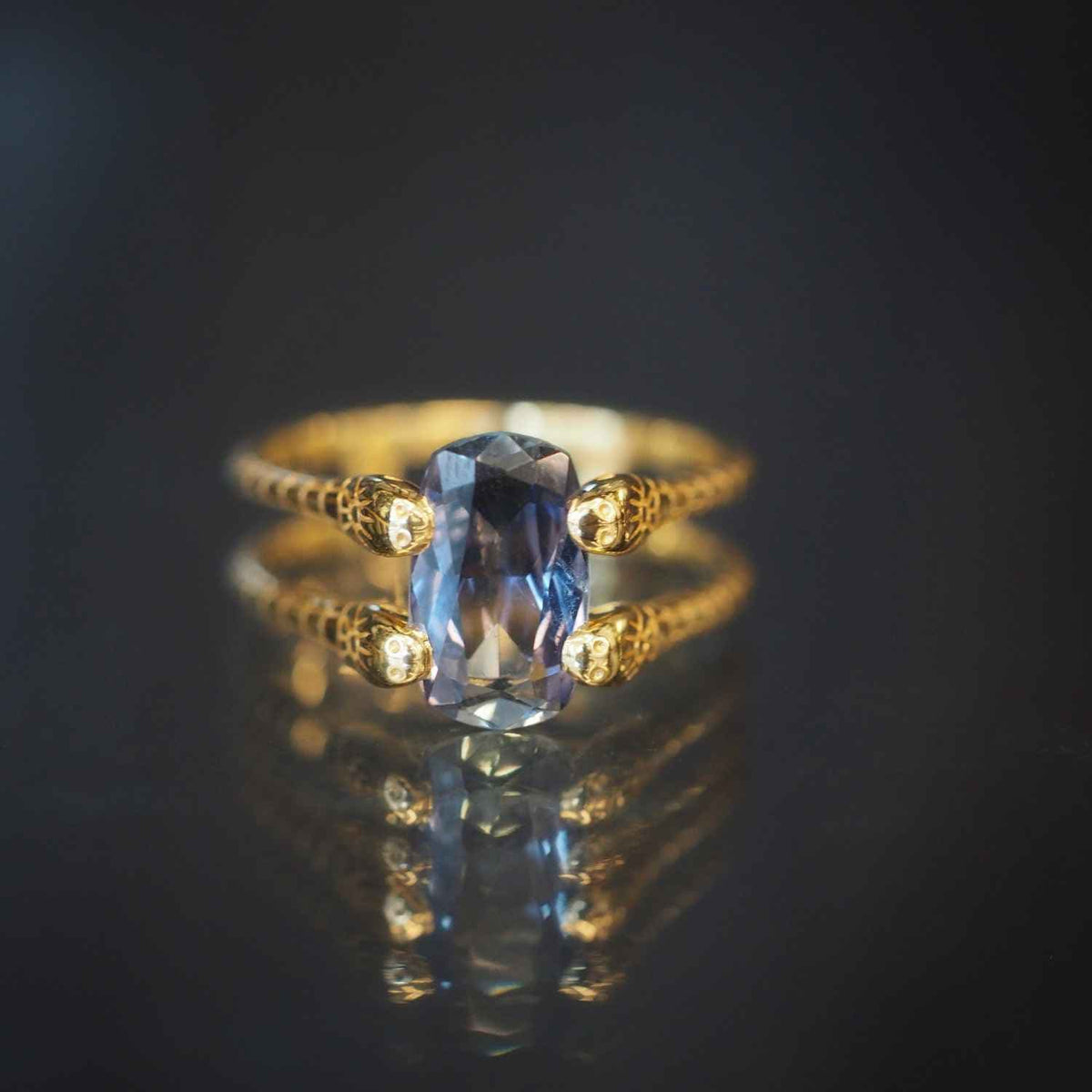 EVELYNE-M 52 GARDEN EDEN | Double Snake Sapphire Blue - Ring - 18 Karat Gold (ONE OF A KIND)