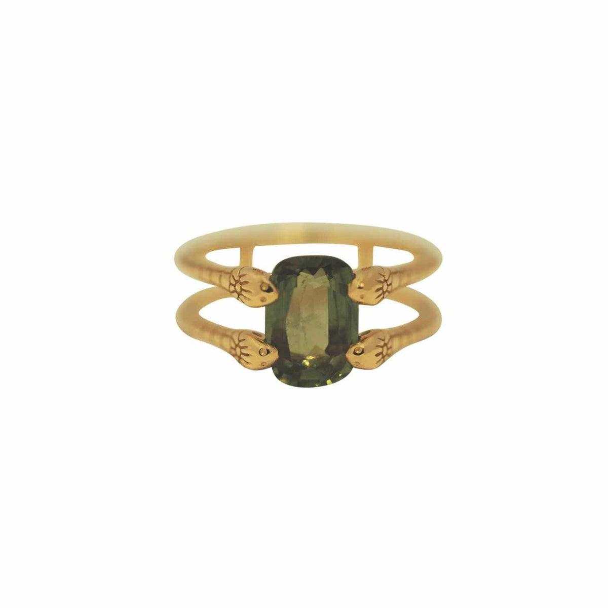 EVELYNE-M 52 GARDEN EDEN | Double Snake Sapphire Green - Ring - 18 Karat Gold (ONE OF A KIND)