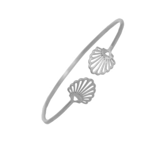 EVELYNE-M ONE SIZE HUMMINGBIRD SHELL | Classic - Bangle - Silver