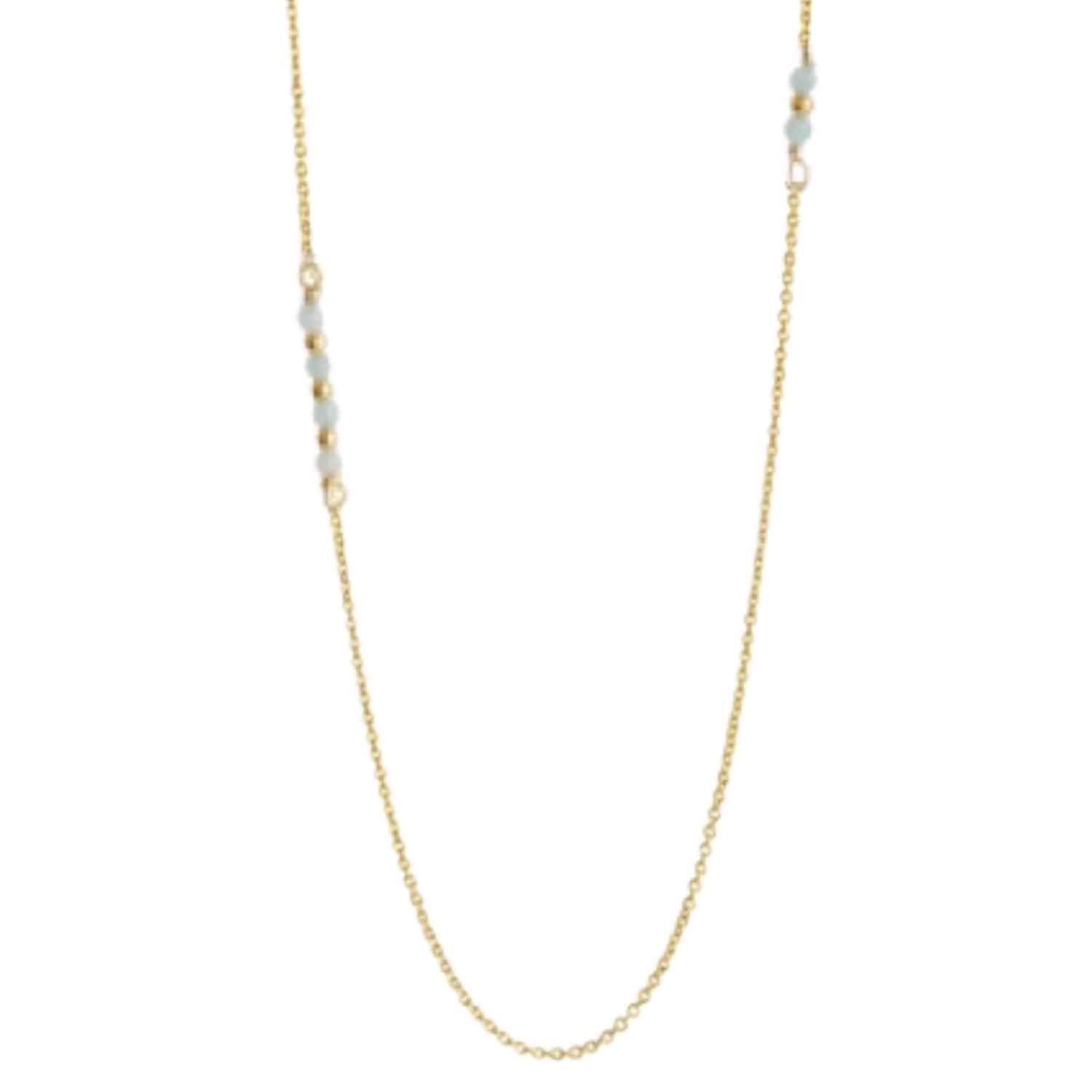 EVELYNE-M 63cm LUNAMOTION | Amazonite Long Sphere - Necklace - Gold