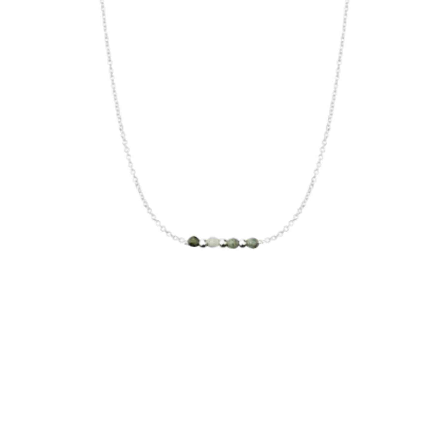 EVELYNE-M 40cm LUNAMOTION | Green Jade Short Sphere - Necklace - Silver