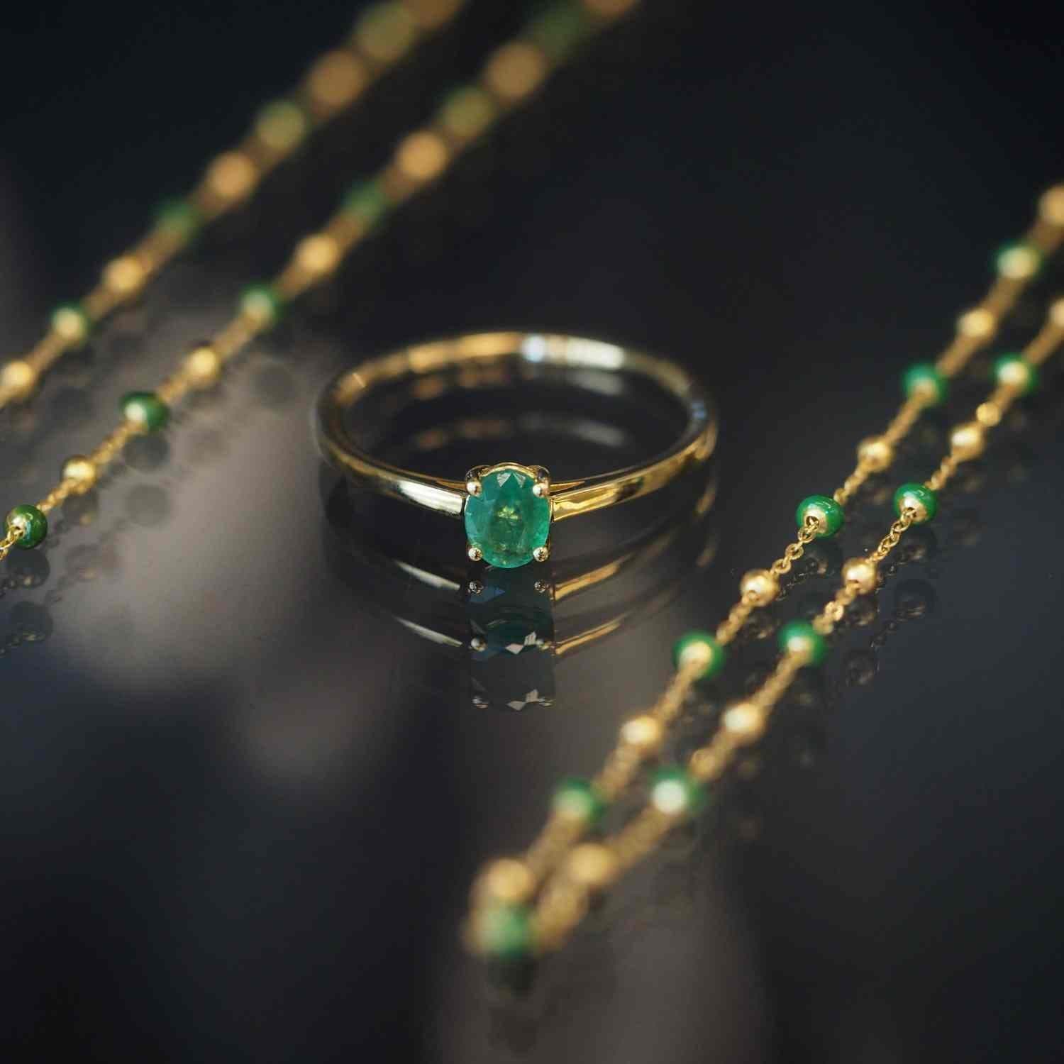 EVELYNE-M LUNAMOTION | Meteoroids Orbit Green Emerald - Bracelet - 18 Karat Gold