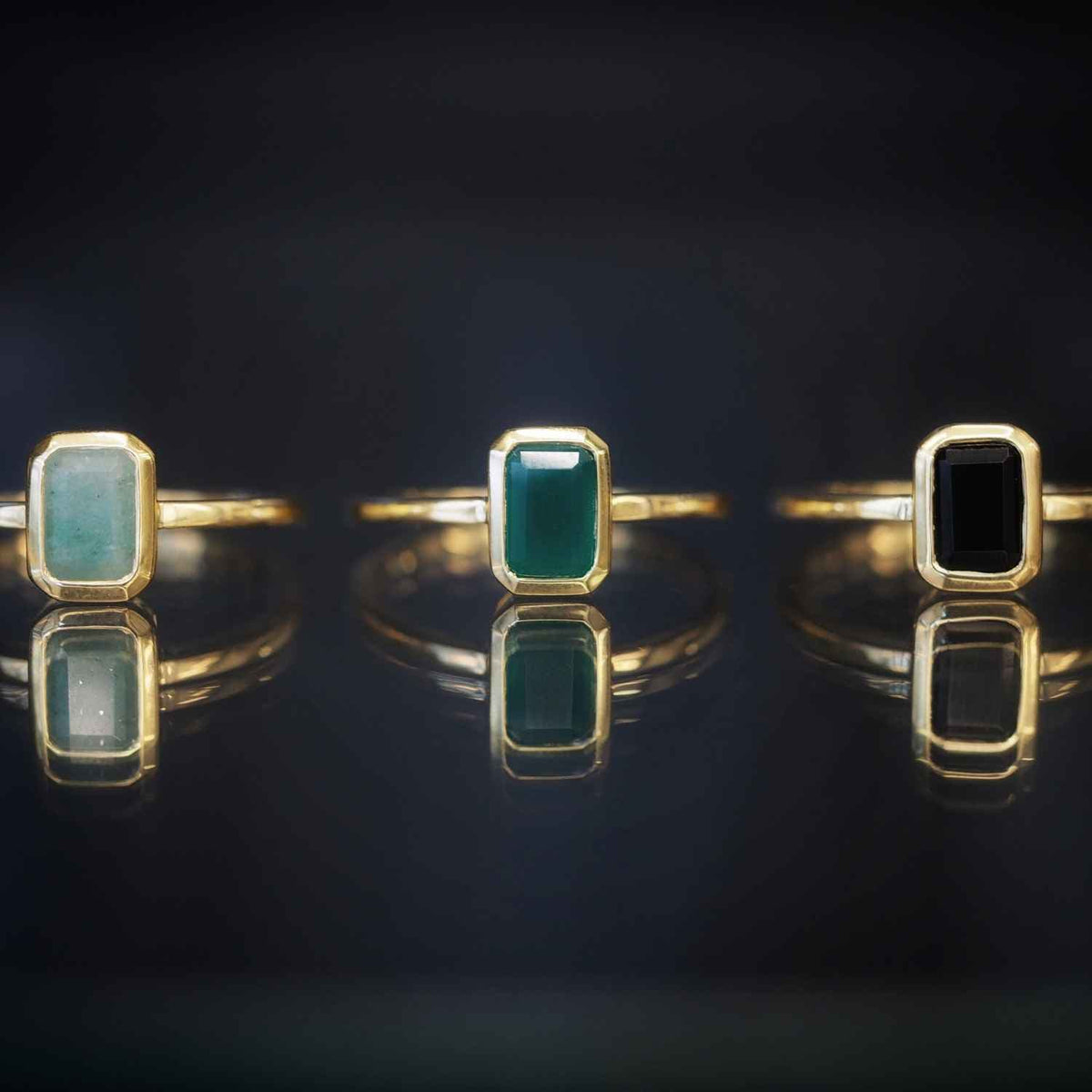 EVELYNE-M METROPOLIS | Octagon Black Onyx - Ring - Gold