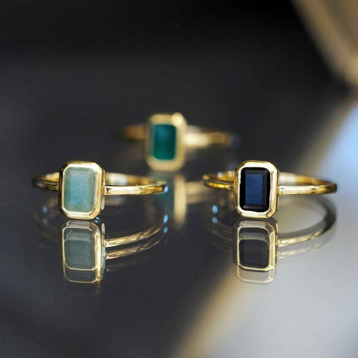 EVELYNE-M METROPOLIS | Octagon Black Onyx - Ring - Gold
