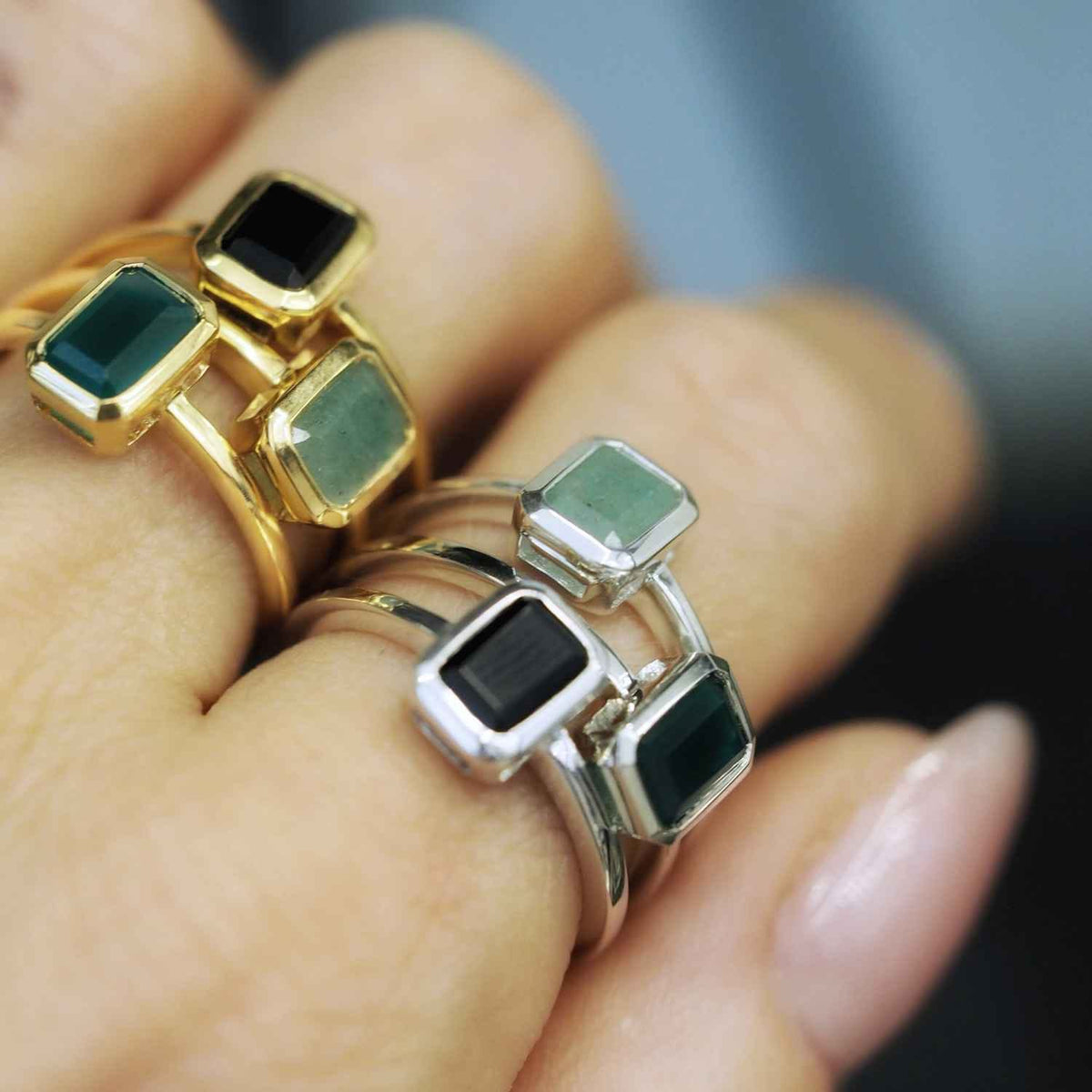 EVELYNE-M METROPOLIS | Octagon Black Onyx - Ring - Silver