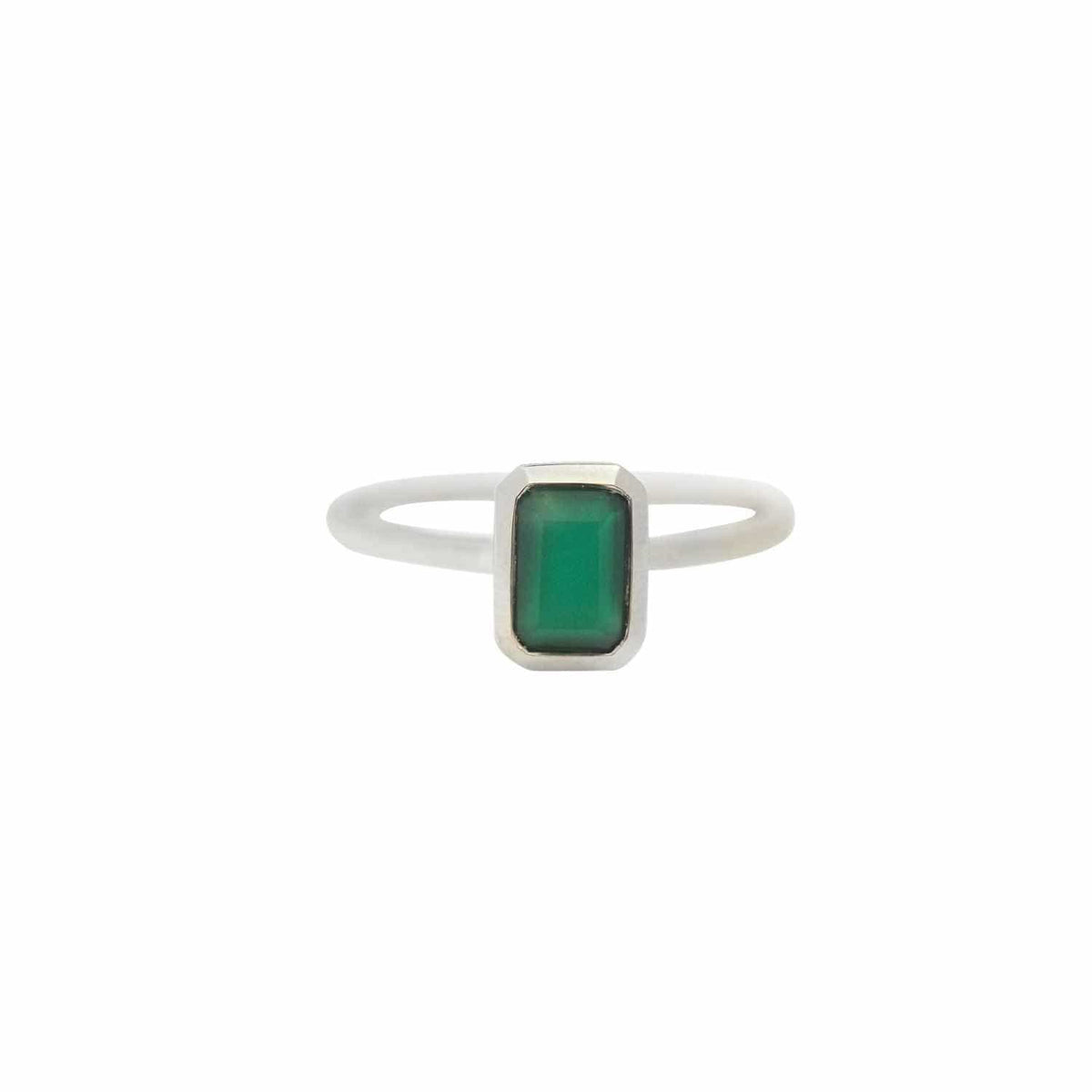 EVELYNE-M METROPOLIS | Octagon Green Onyx - Ring - Silver