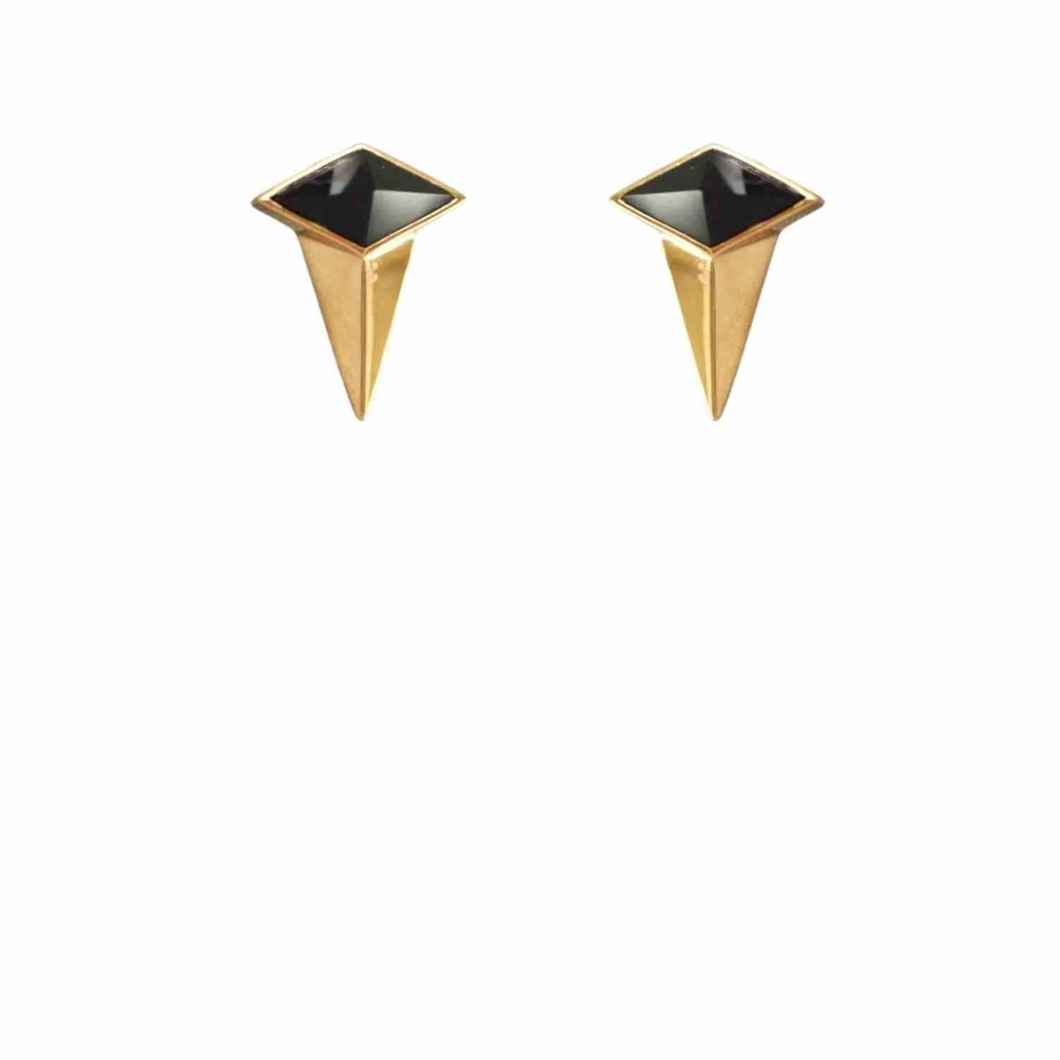 EVELYNE-M ONEIRO | Alliance Black Onyx 1/2 - Stud Earring - Gold