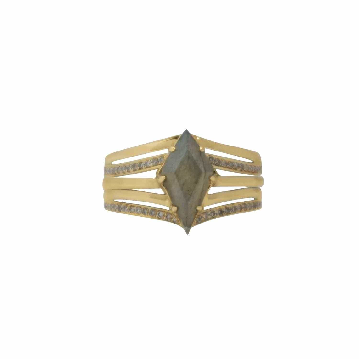 EVELYNE-M OPALIA | Evelyne`s Labradorite Signum - Ring - 18 Karat Gold