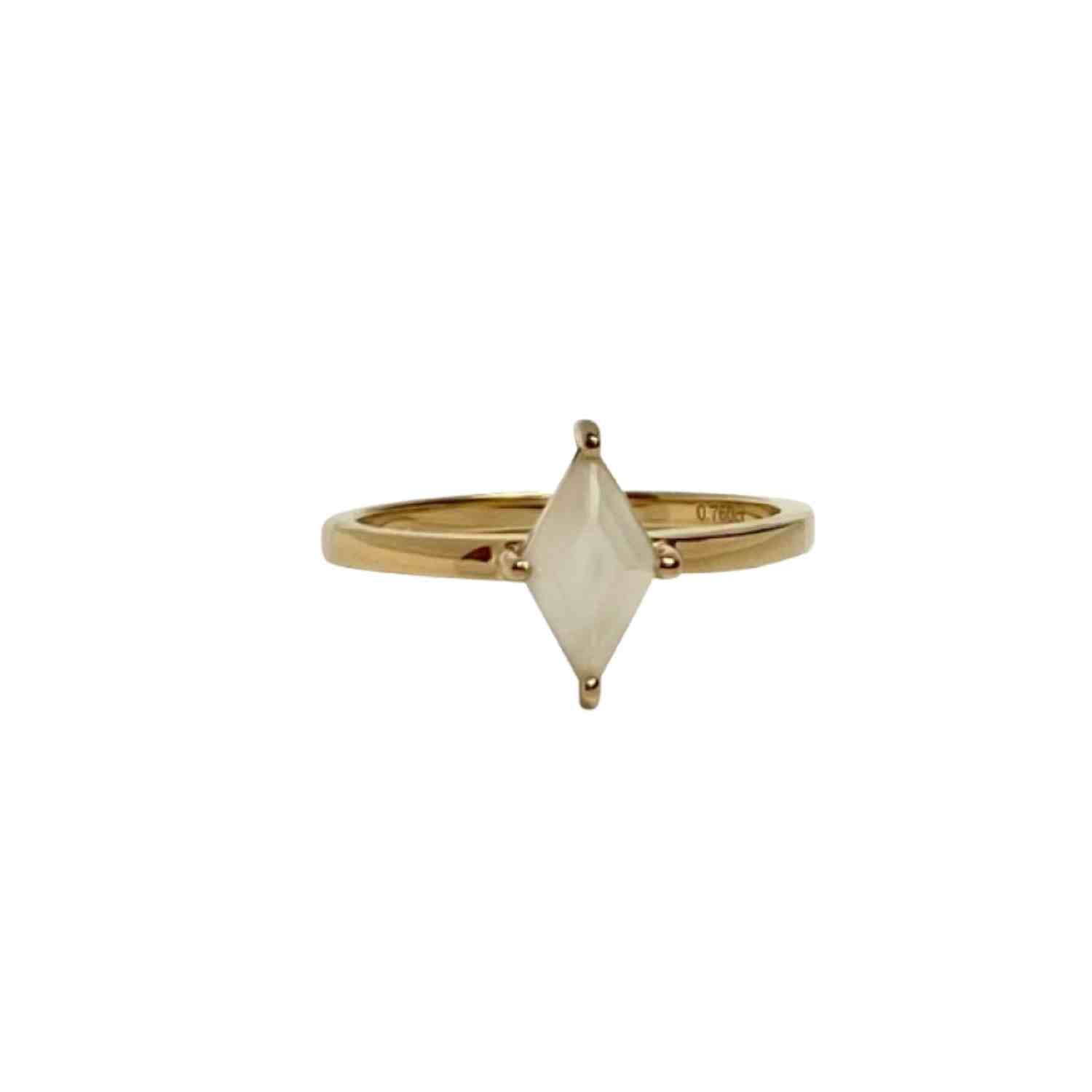 EVELYNE-M OPALIA | Rhombus White Moonstone - Ring - 18 Karat Gold