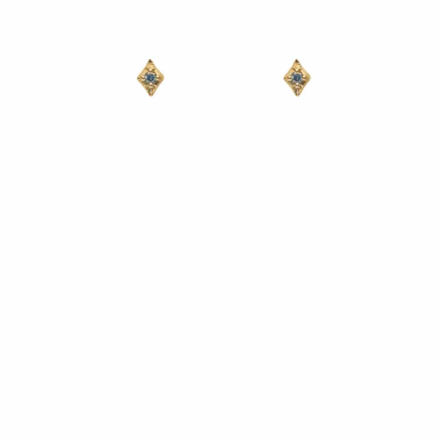 EVELYNE-M OPALIA | Vintage Rhombus Blue Diamond - Stud Earring - 18 Karat Gold