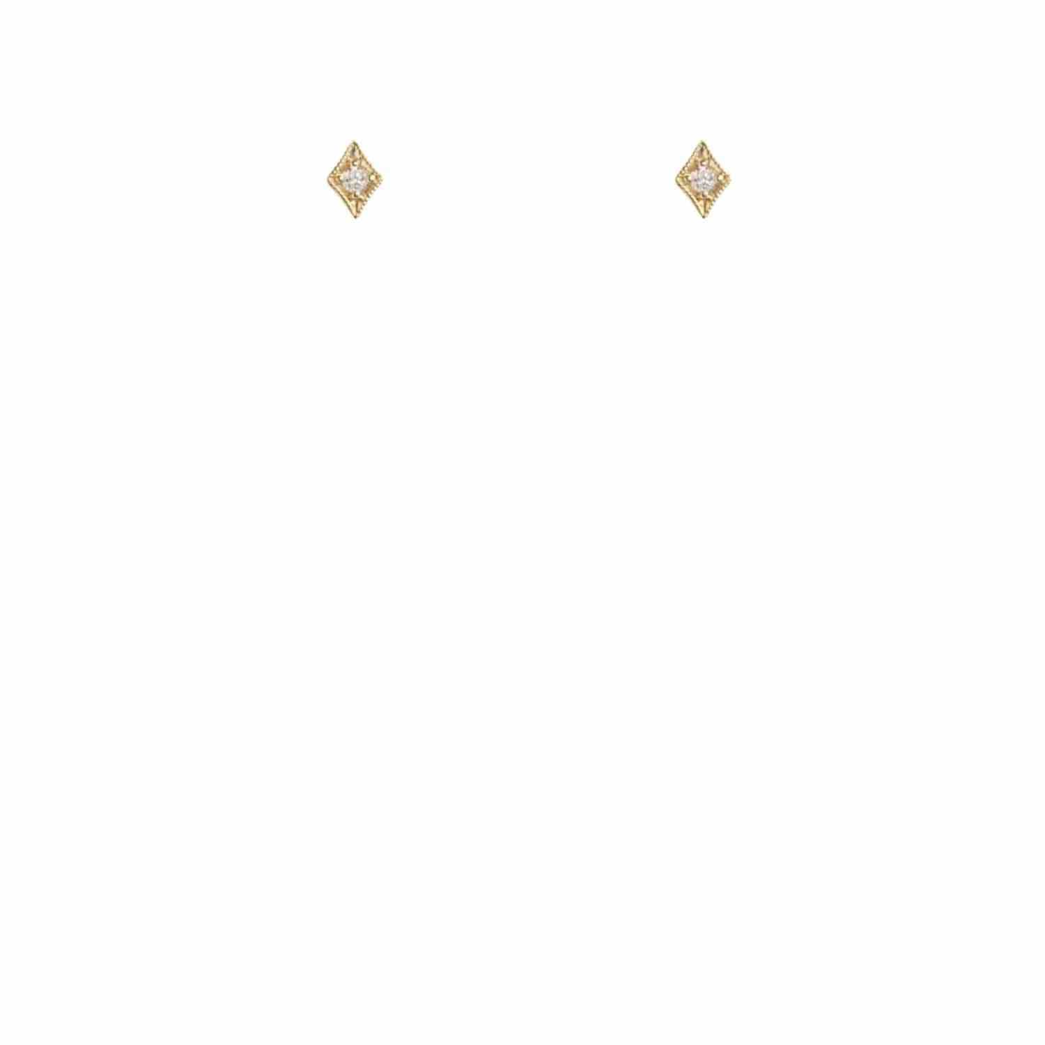 EVELYNE-M OPALIA | Vintage Rhombus White Diamond - Stud Earring - 18 Karat Gold